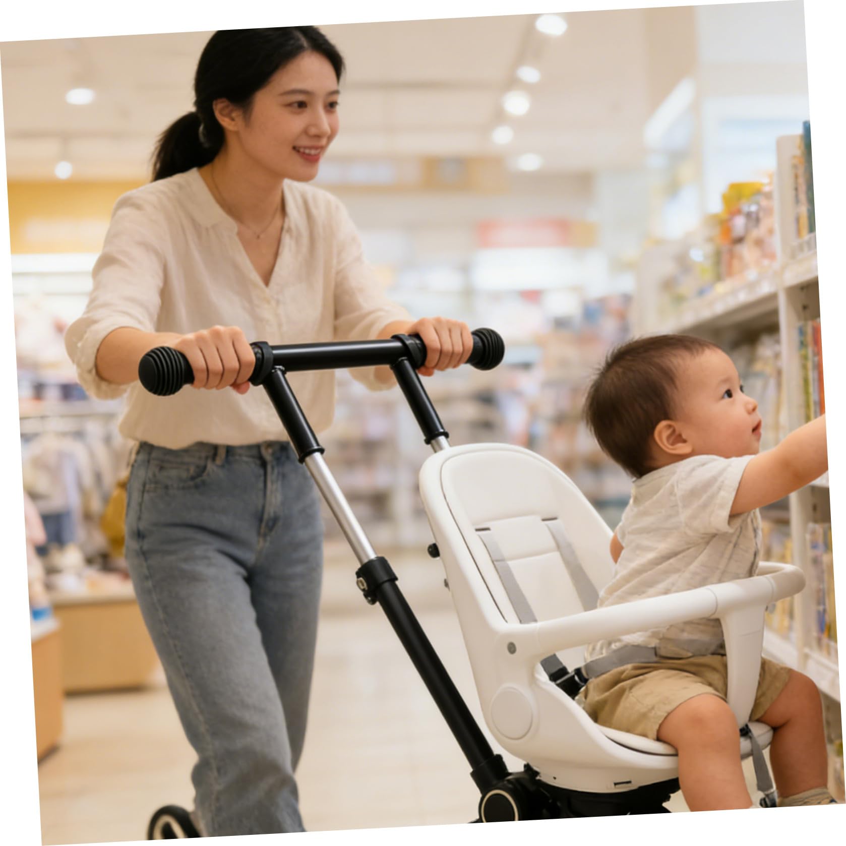 Extensor de Manillar para Cochecito Ergonómico de Acero Inoxidable para Padres Sistema de Liberación Rápida y Diseño Moderno Adecuado para Paseos Largos