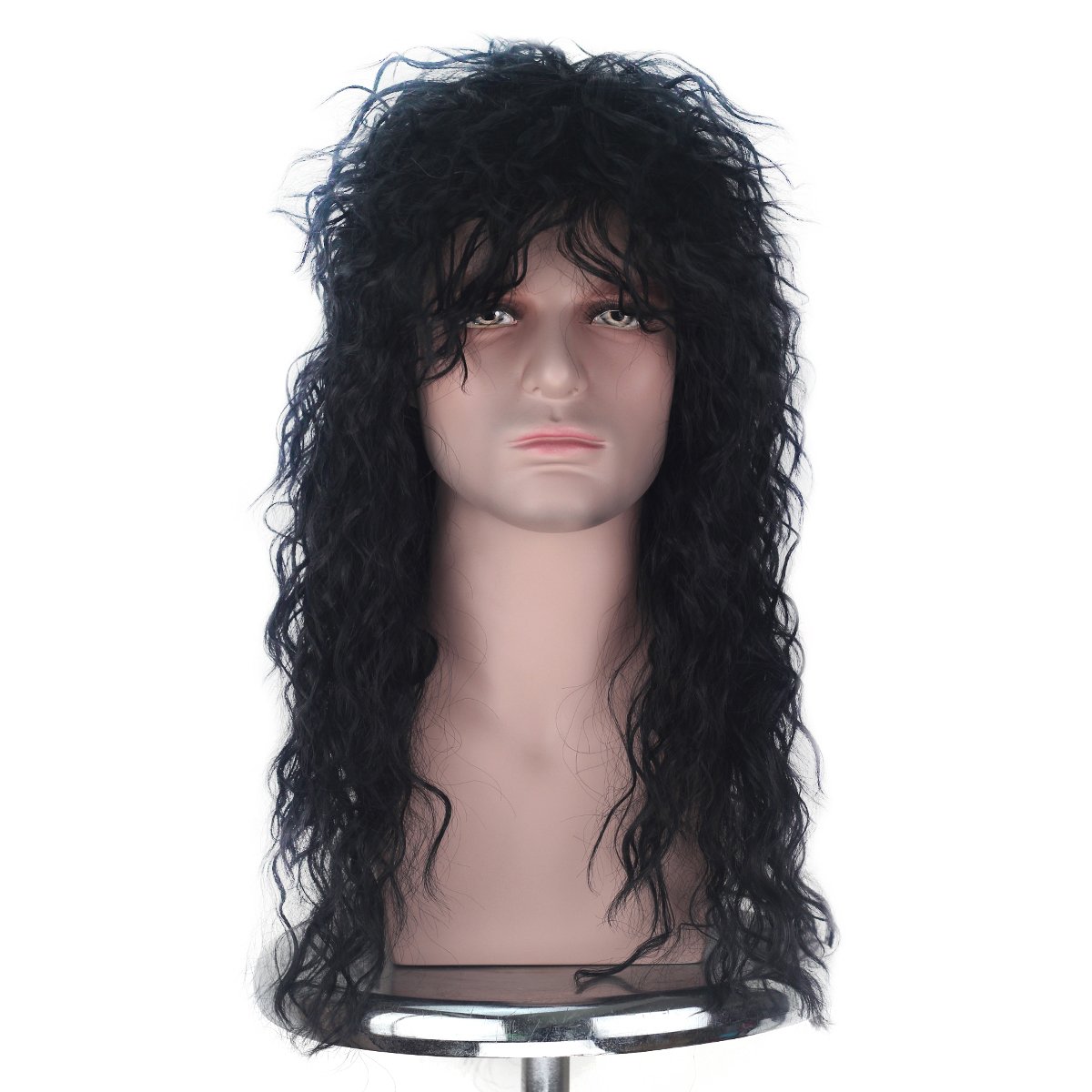 Amazon.com: Miss U Hair Men 70s 80s Themed Party Halloween Costume  CosplayWig Long Black Curly Hair Punk Heavy Metal Rocker Wig (Black) :  Clothing, Shoes & Jewelry