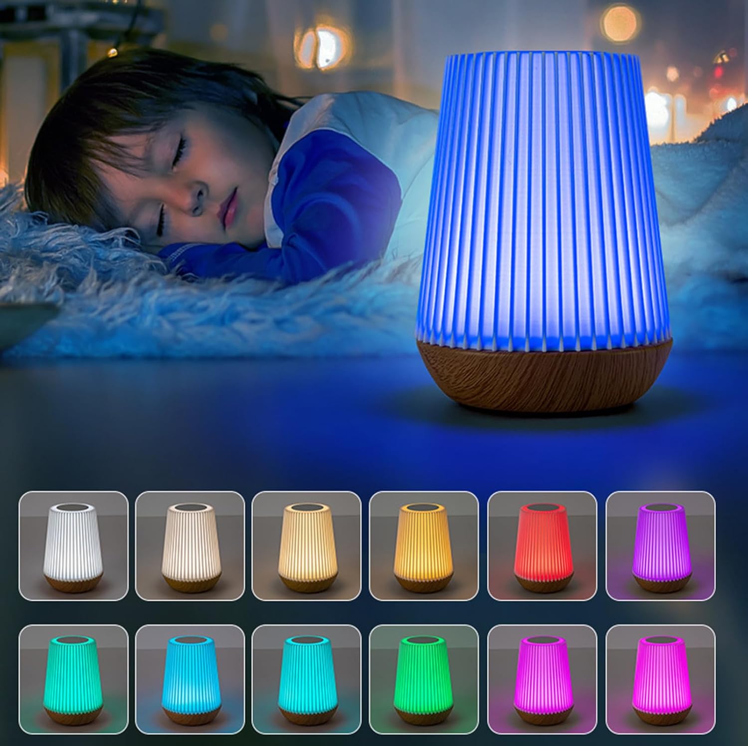 Meichoon Touch Night Lamp 13 RGB Color Changes Infinitely Dimmable Portable Type-C Rechargeable Desk Lamp Remote Control Timer Desk Lamp LE2531
