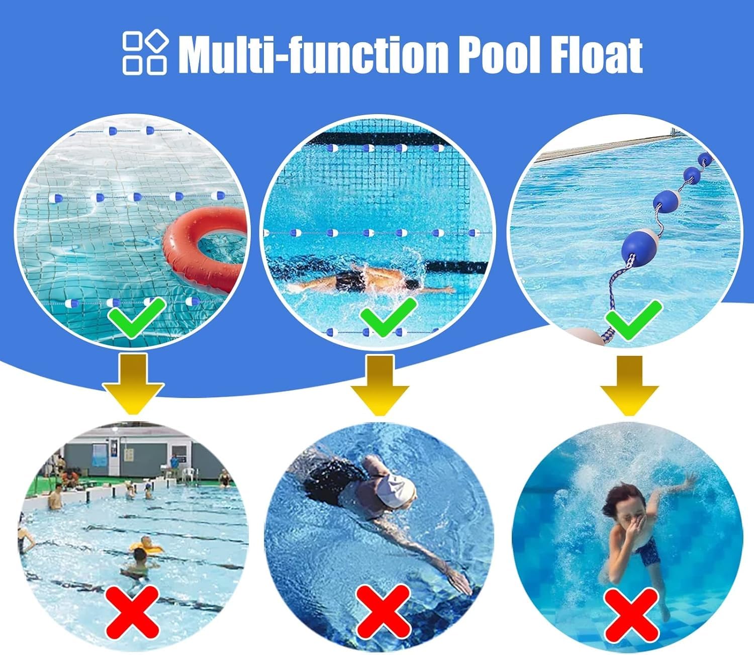 Corde galleggianti per piscine, divisorio per tutte le piscine (1 m) – Migliora la sicurezza e nizat per piscine, ideale per famiglie e feste in piscina