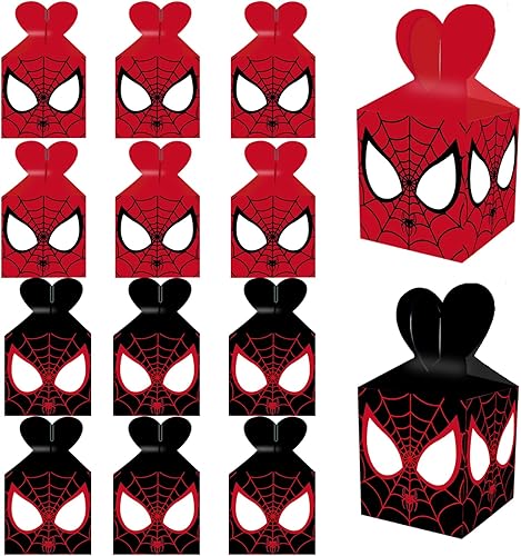 QICI 16 cajas de regalo de fiesta de cumpleaños de Spidey, regalos de fiesta de Miles Morales, decoración para suministros de fiesta de cumpleaños