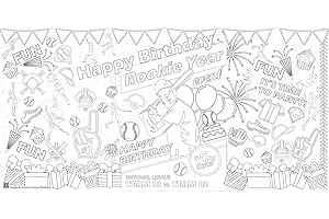 Baseball Coloring Poster Kids Birthday Party Color Tablecloth - Home &quot;One" First...