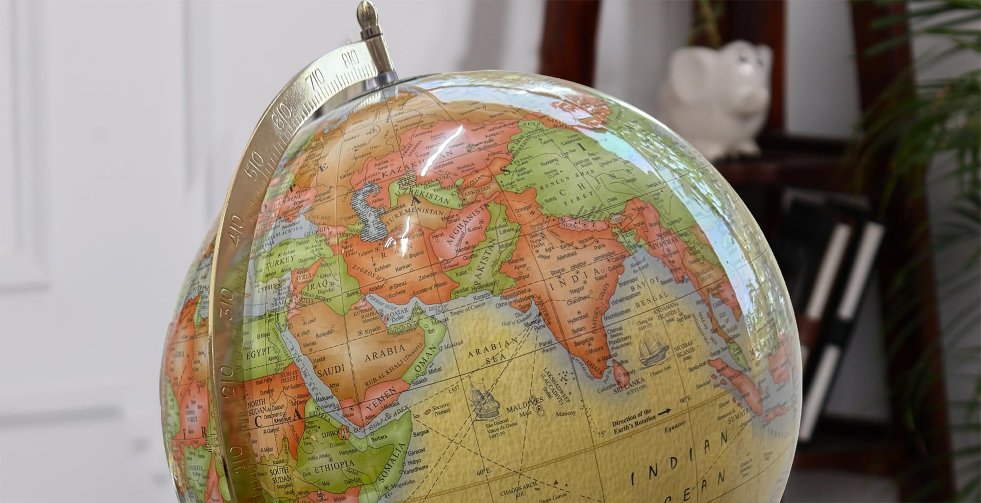 GLOBE DADDY Rotating World Globe 12 Inch with Metal Arc and Wooden Stand for Home Décor, Office Decor and Decorations items, Birthday, Party Gifts and Anniversary.(Brown) 3