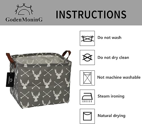 Miniatura 6 de GodenMoninG - Canasta de almacenamiento rectangular de lona impermeable de 25 litros con asas, organizador de juguetes plegable, cestas para