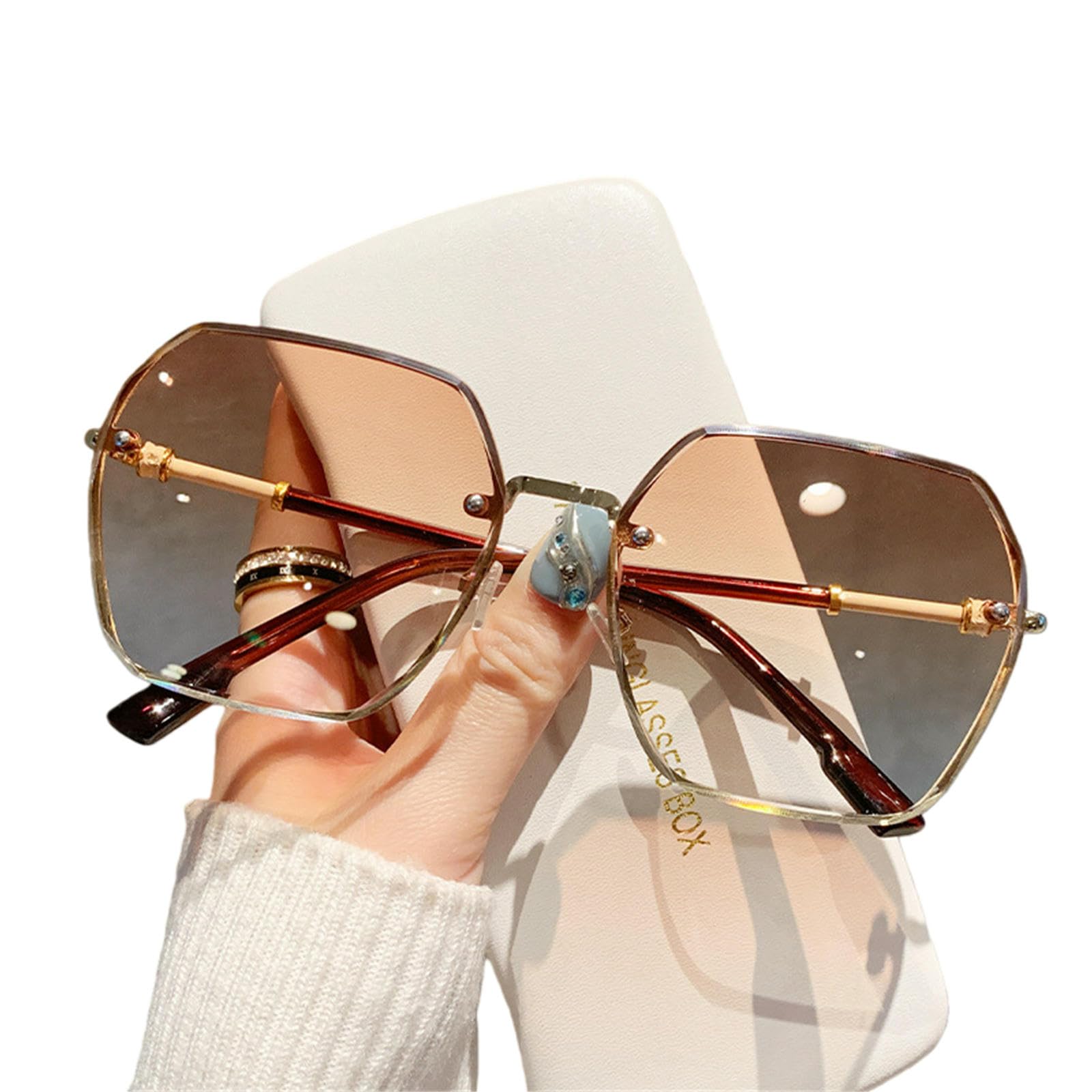 Gyios sunglasses Oversized For Women Transparent Gradient Glasses Lens