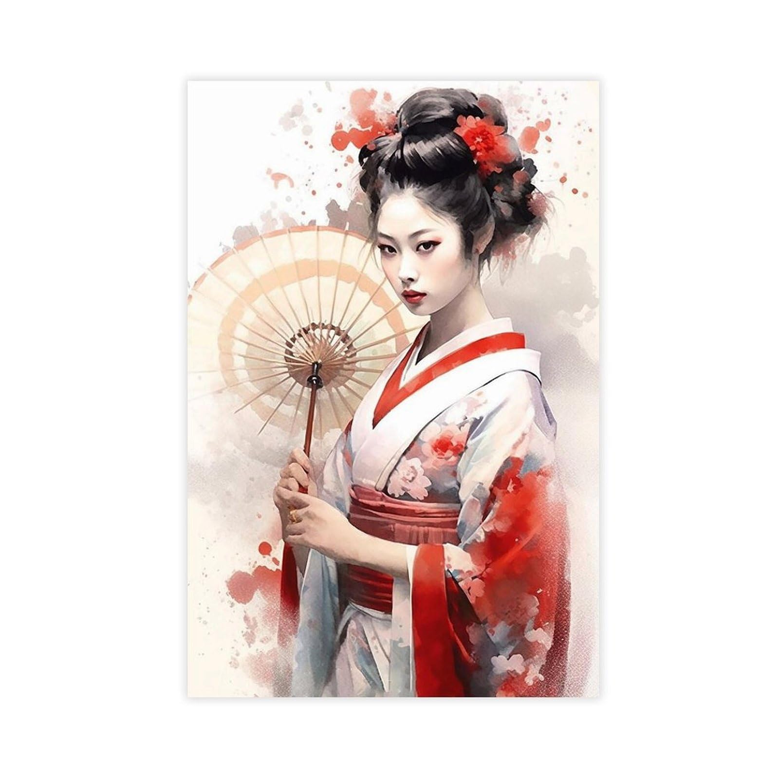 QNVJQKDSI Japanese Geisha Art (8) Canvas Poster Bedroom Decor Landscape Office Room Decor Gift 16" L X 24" W