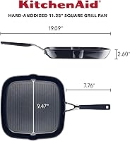 Vista 2 de KitchenAid 84808 Hard Anodized Nonstick Square Grill Pan/Griddle with Pour Spouts, 11.25 Inch - Onyx Black