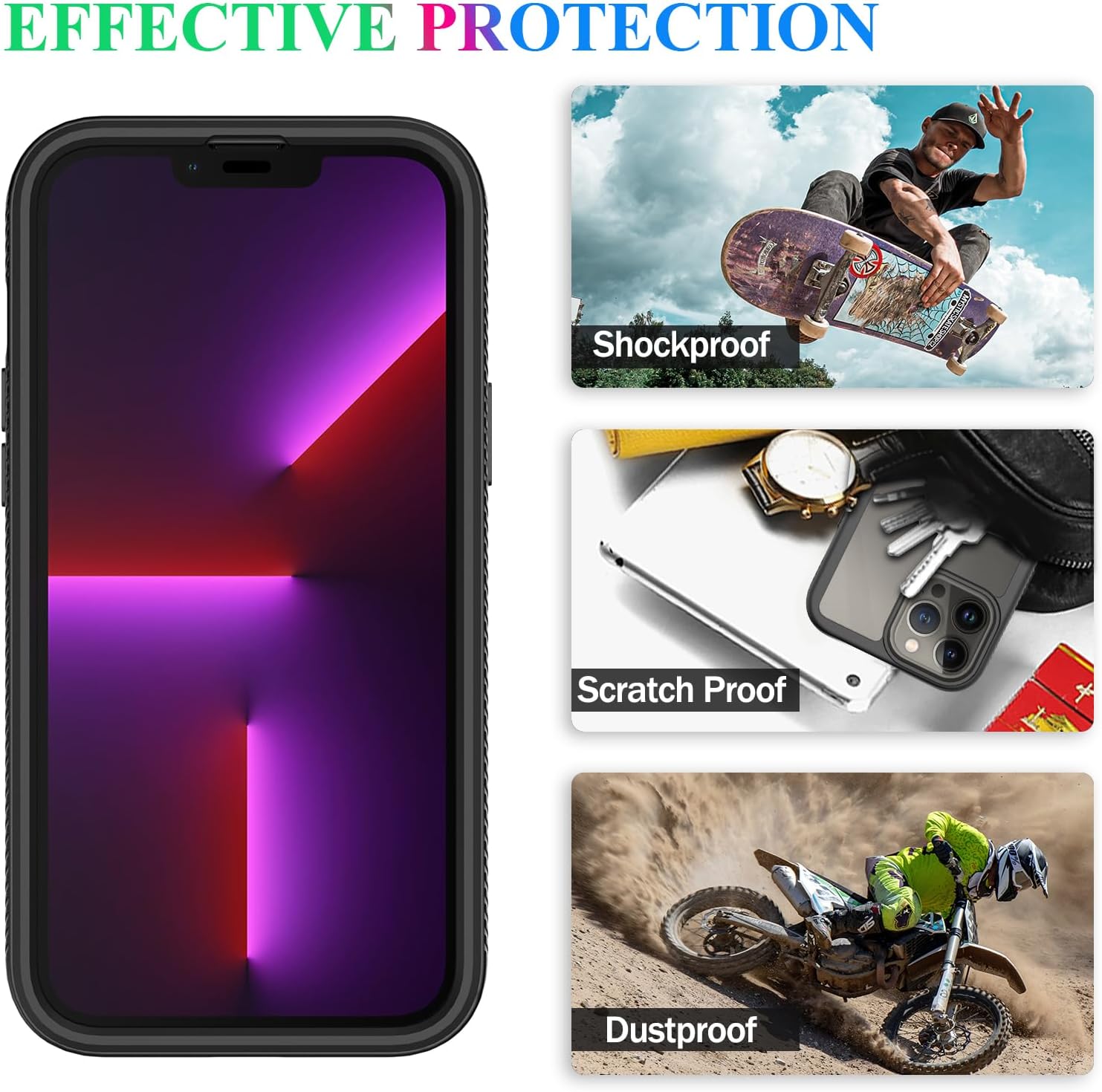 wahhle Compatible with iPhone 13 Pro Max Case, Built in Screen Protector Full Body Shockproof Slim Fit Bumper Protective Phone Cover 6.7'' Men Women-Black/Clear - Image 7