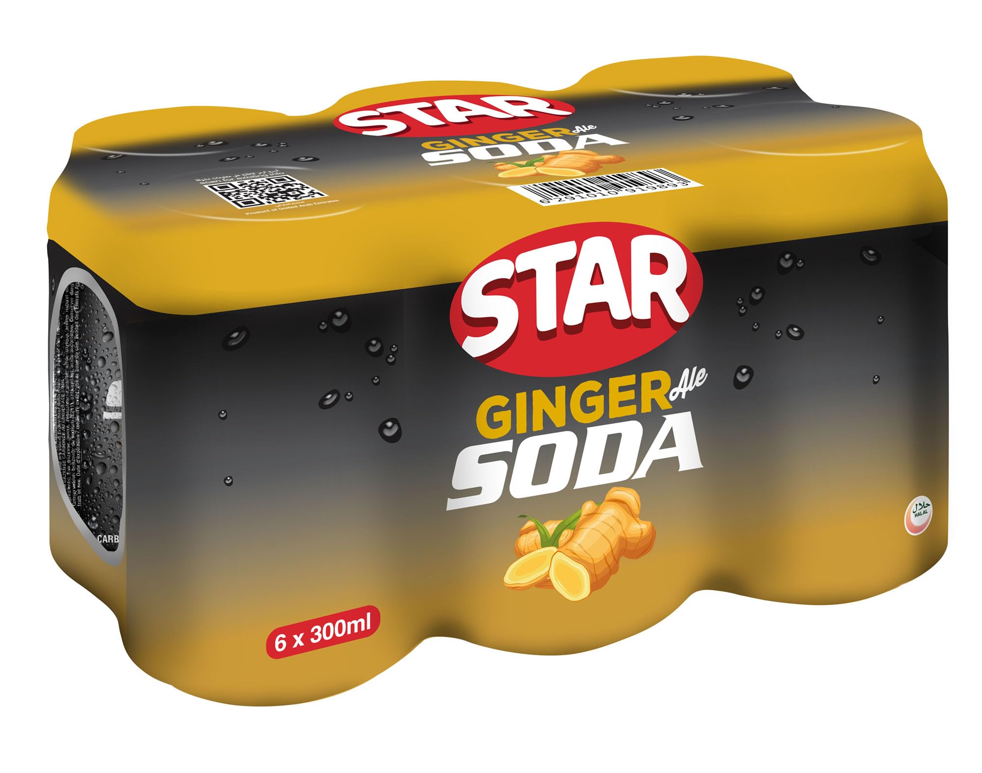 Star, Ginger Soda Carbonated Soft Drink, 300 ml, Pack Of 6