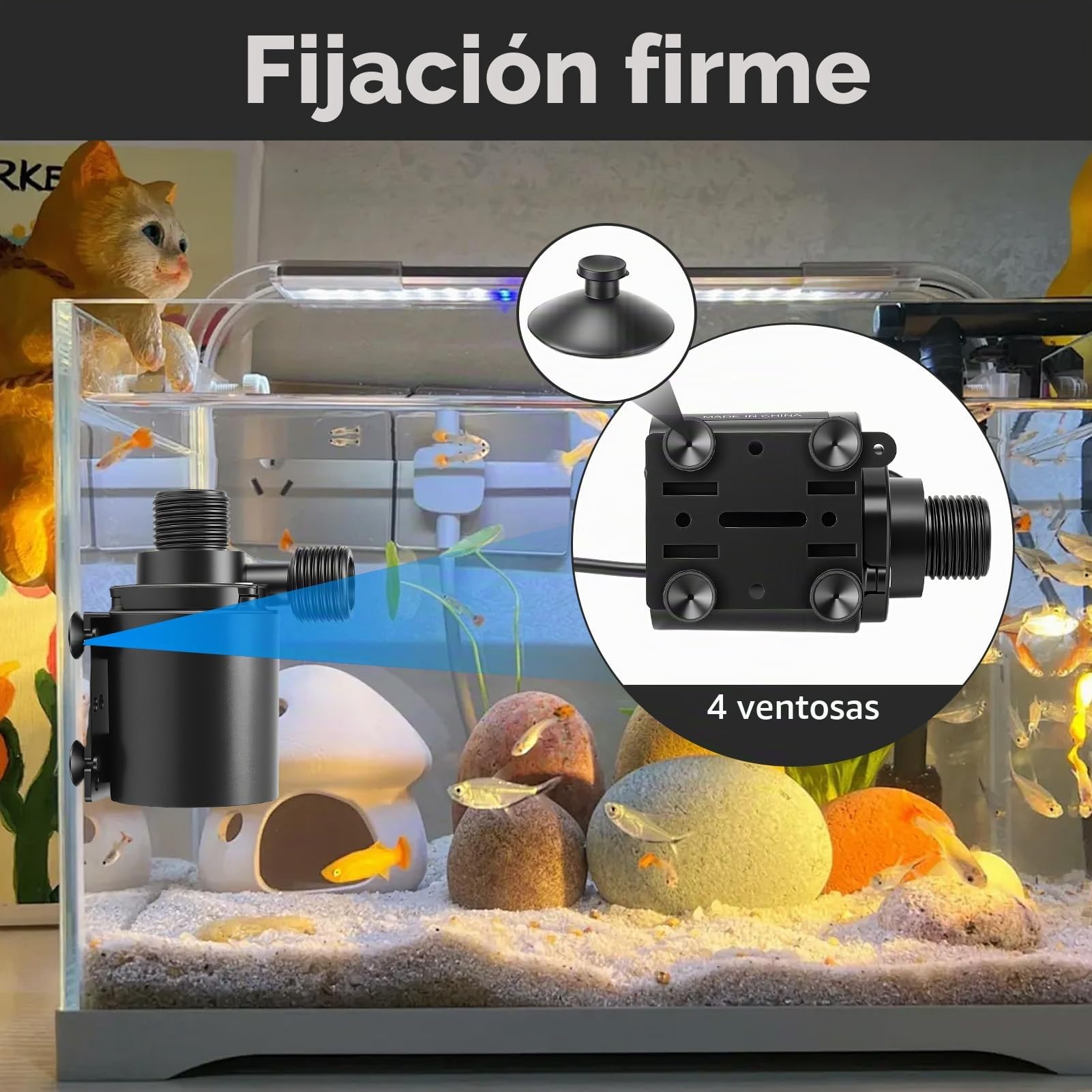 Mini bomba de agua 12 V 800 L/H 15 W, Cabezal de 5 M, Control de 5 Velocidades, Bomba sumergible para lavabos para Acuarios, Peceras, Estanques, Fuente con Cable