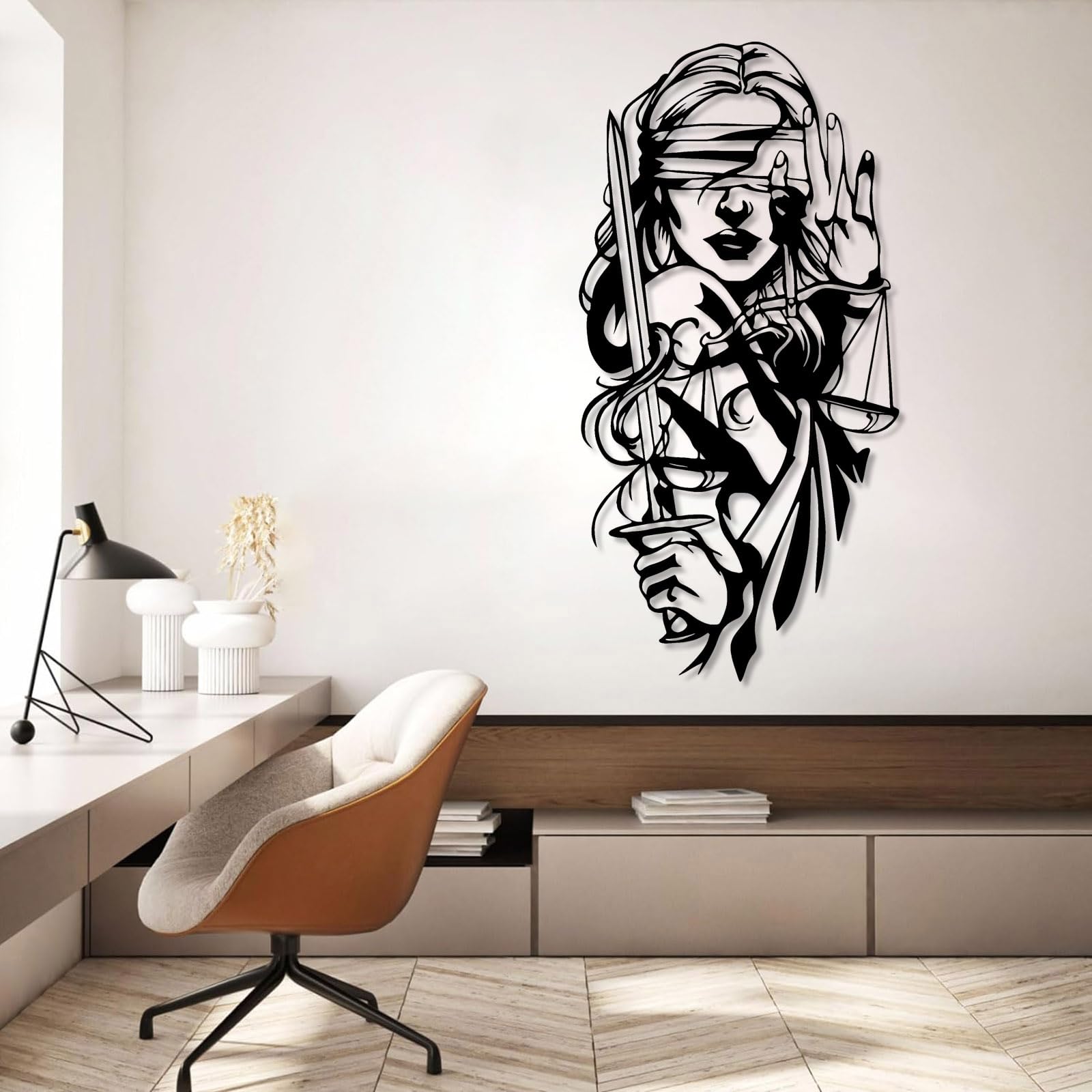 Decoración de pared abstracta contemporánea de metal, Arte de la Dama de la Justicia, Decoración, Adornos para bufetes de abogados Themis Justitia, Balanza de la Justicia, Regalo para despacho de