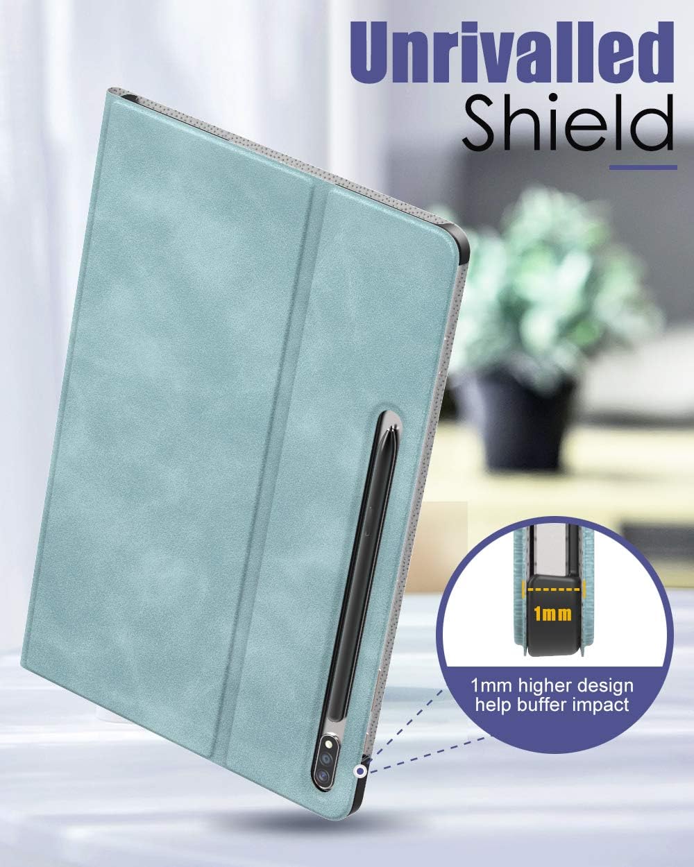 MoKo Case Compatible with Samsung Galaxy Tab S7 Plus 12.4" 2020 SM-T970/976/T975, Lightweight Anti-Slip Stand Folio Cover Smart Shell with Auto Wake/Sleep Fit Galaxy Tab S7 Plus 2020, Cloud Blue
