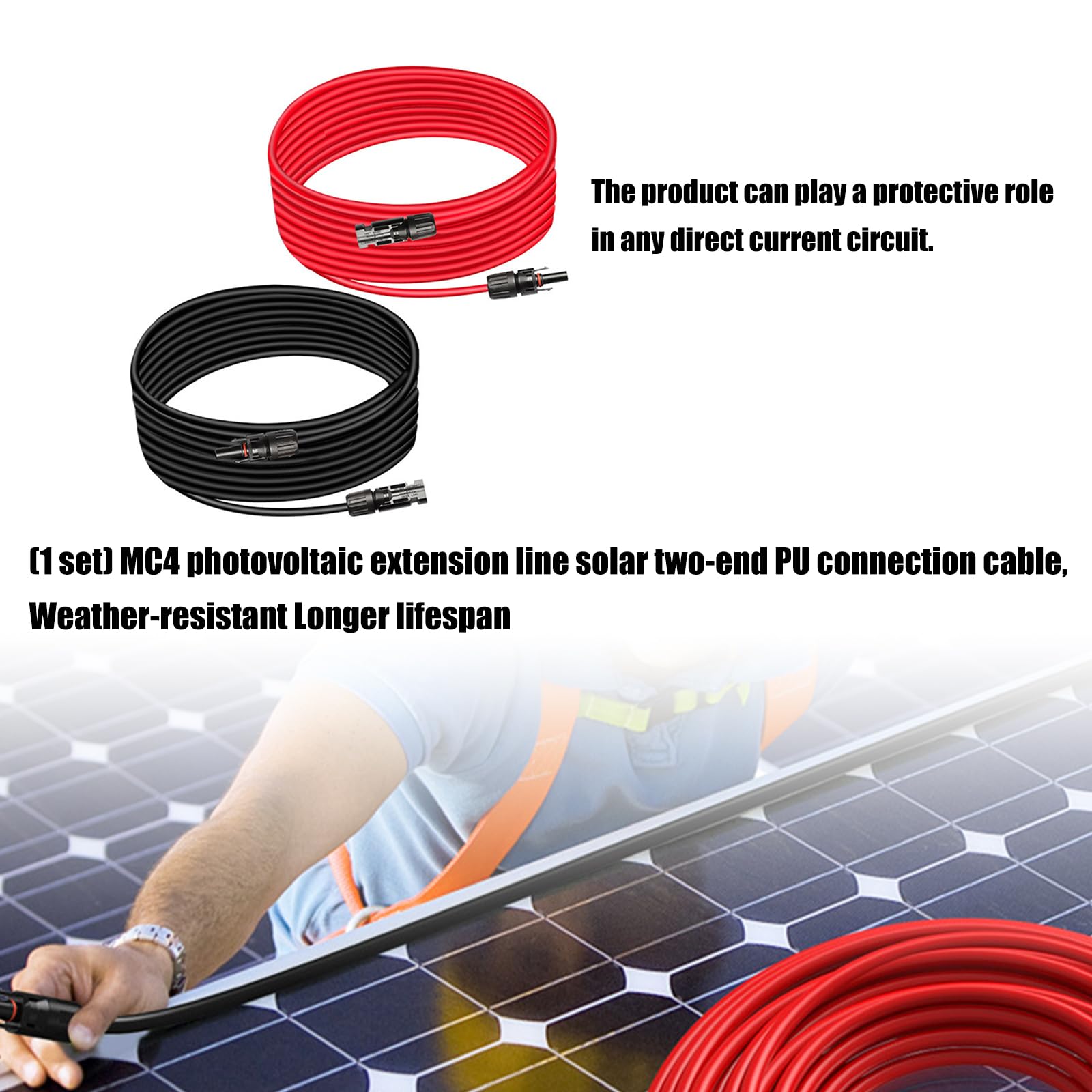 Câble d'extension pour panneau photovoltaïque 4 mm² 30 A 1000 V Câble solaire ignifuge