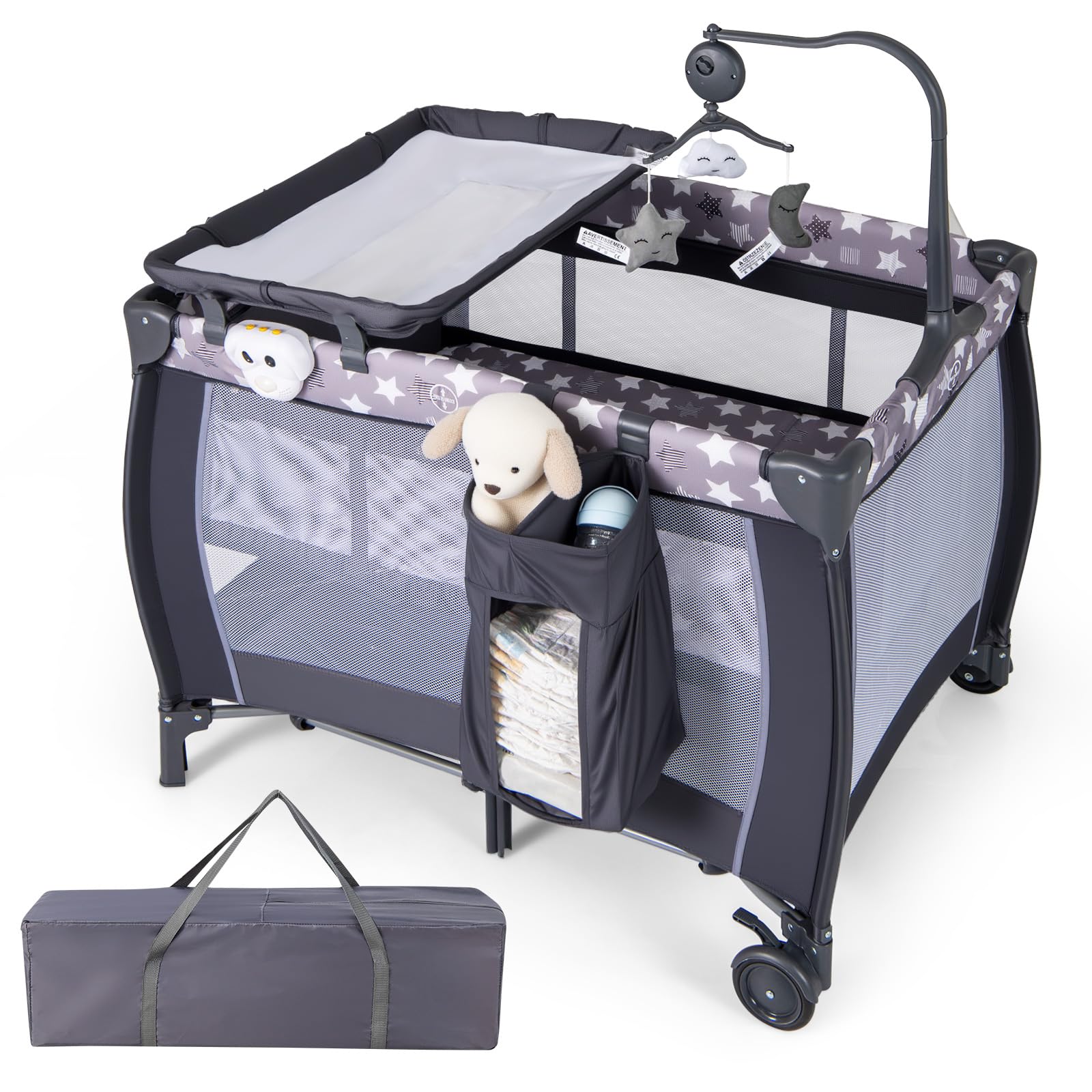 Lit parapluie bébé 101x72x77CM lit de voyage pliable matelas intégré