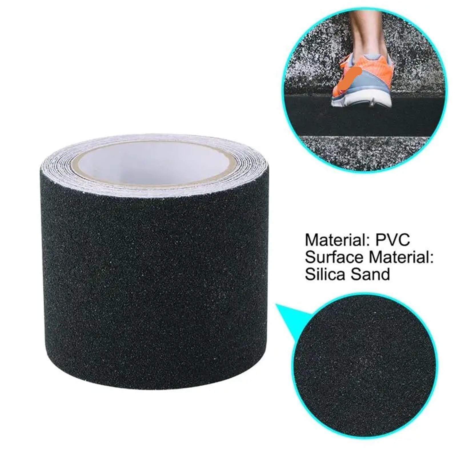 Cinta Antideslizante Cinta de tracción Antideslizante Negra de 2 Rollos, Cinta de PVC Impermeable for Exteriores, for pasarelas, escaleras, rampas y terrazas.(10cm)