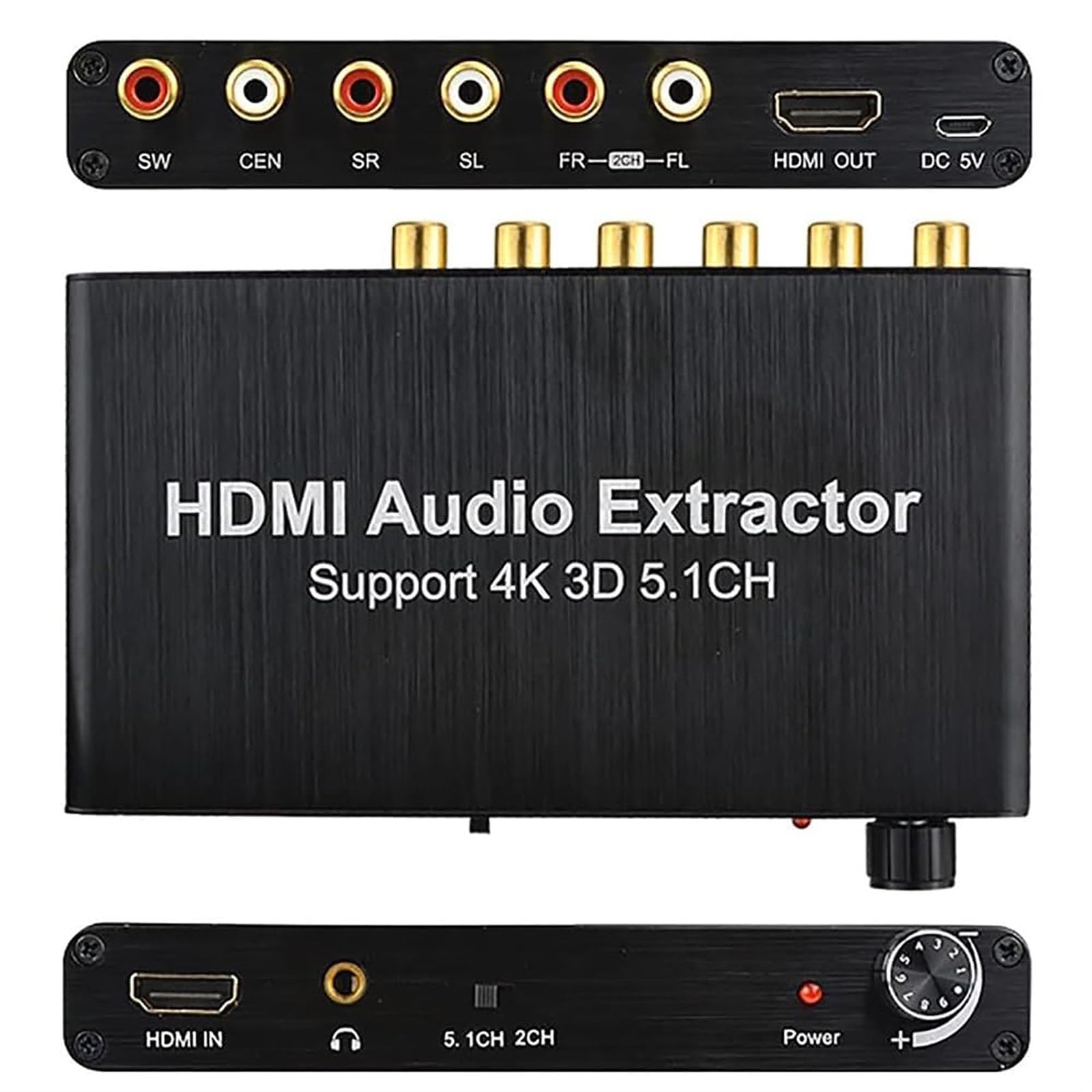 Convertisseur Audio numérique vers analogique HDMI 4K, décodeur Audio 5.1, Sortie Casque 3,5 mm, Lecteur réseau Compatible, HDTV, DVD Blu-Ray, DVD, PS3, DM500S, DM800HD, etc.