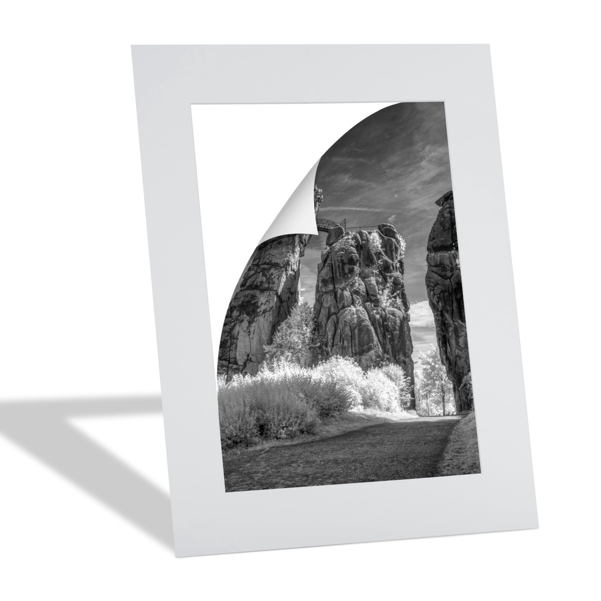 Passe-partout 60 x 80 cm pour l'extérieur 50 x 70 cm - 1 pièce - En carton sans acide - Blanc crème - Découpe biseautée à 45° - Protection des images et photos