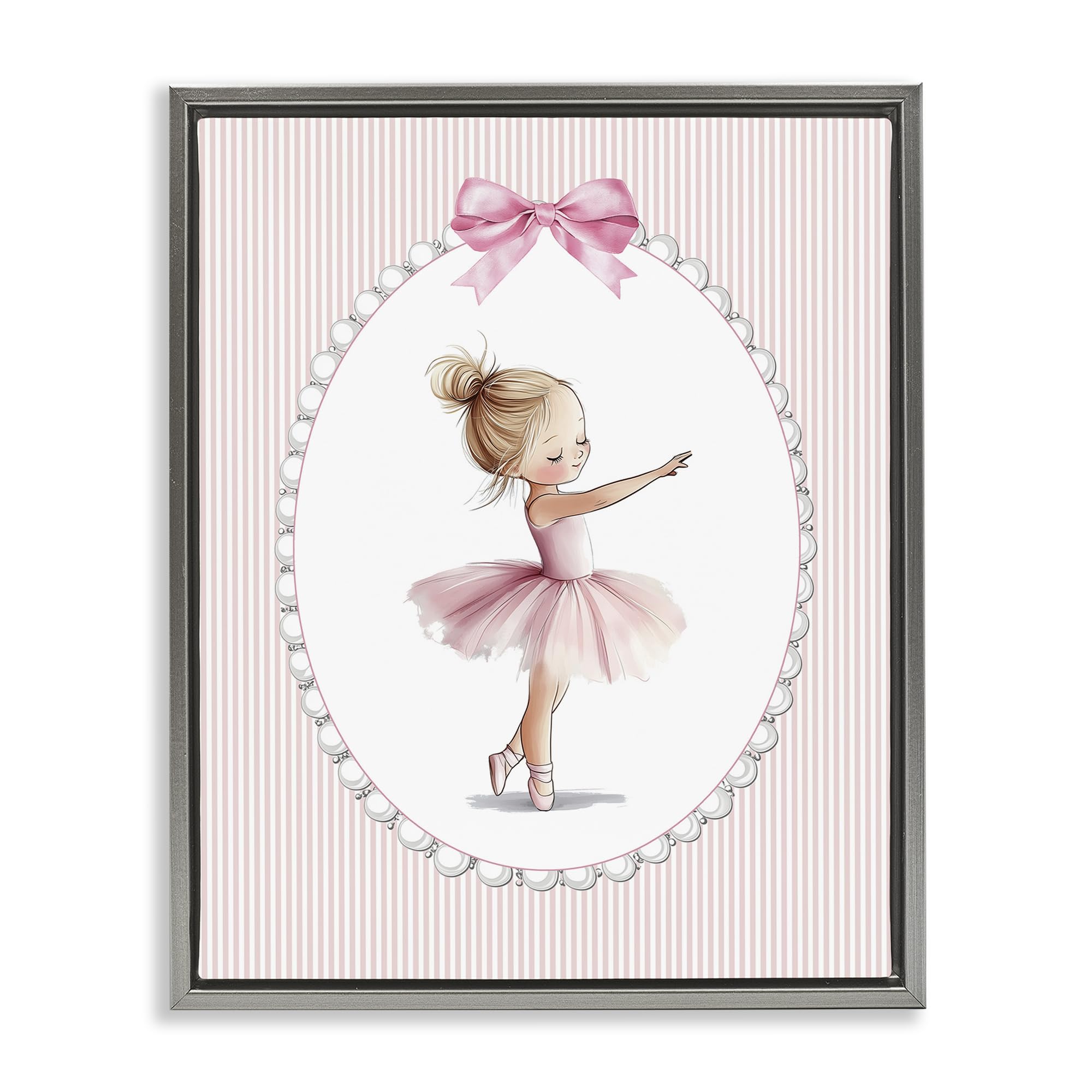 Stupell Industries Luster Gray (Matte) 'Blush Pink Ballerina'| Floating Frame Canvas Art