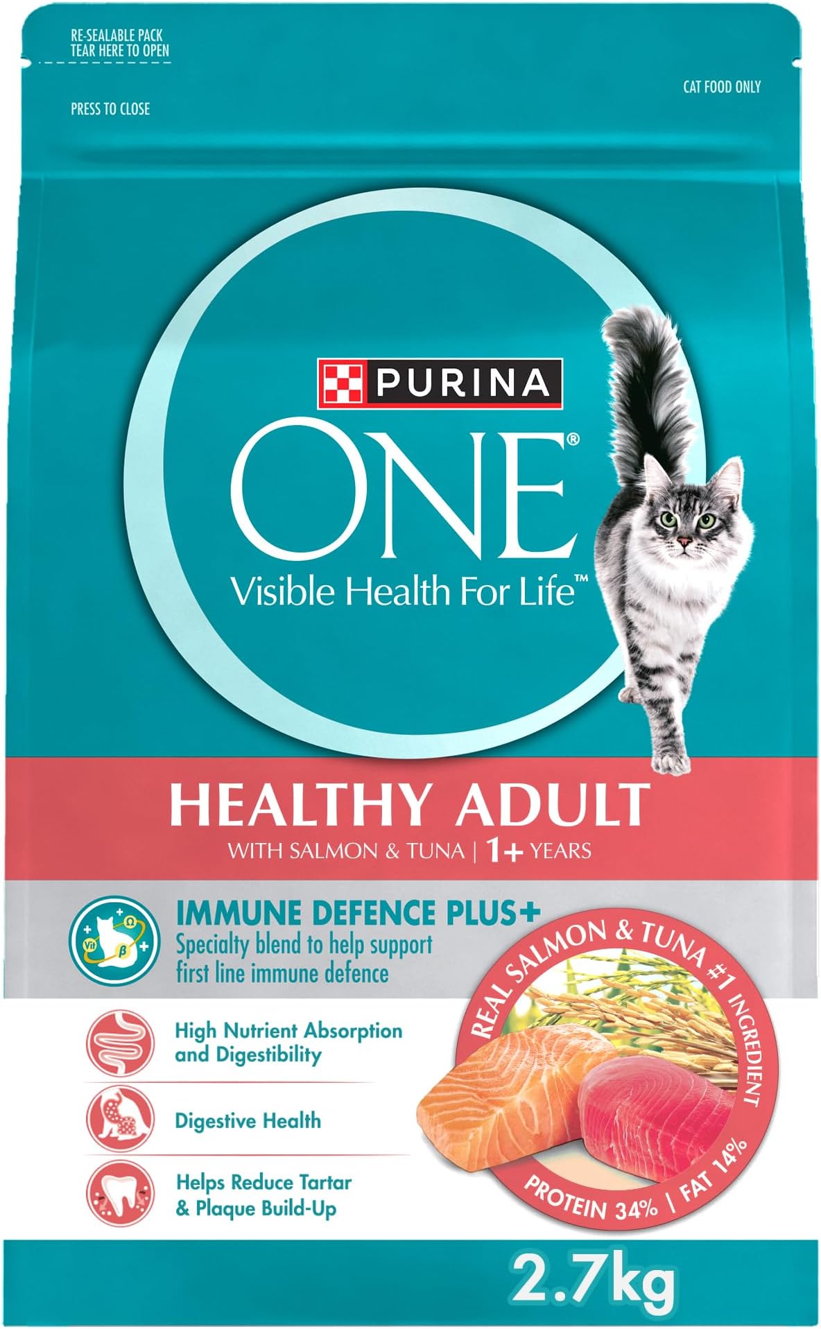 Healthy Adult with Salmon & Tuna 1+ Year Dry Cat Food (2.7kg)