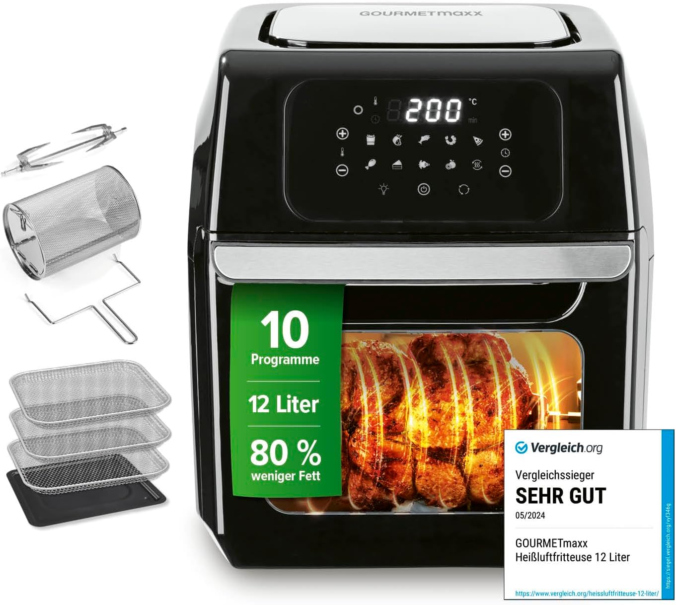 Gourmet Maxx Heißluftfritteuse 8 In 1 Amazon.de: GOURMETmaxx Digitale Heißluftfritteuse 12 L, XXL-Ofen