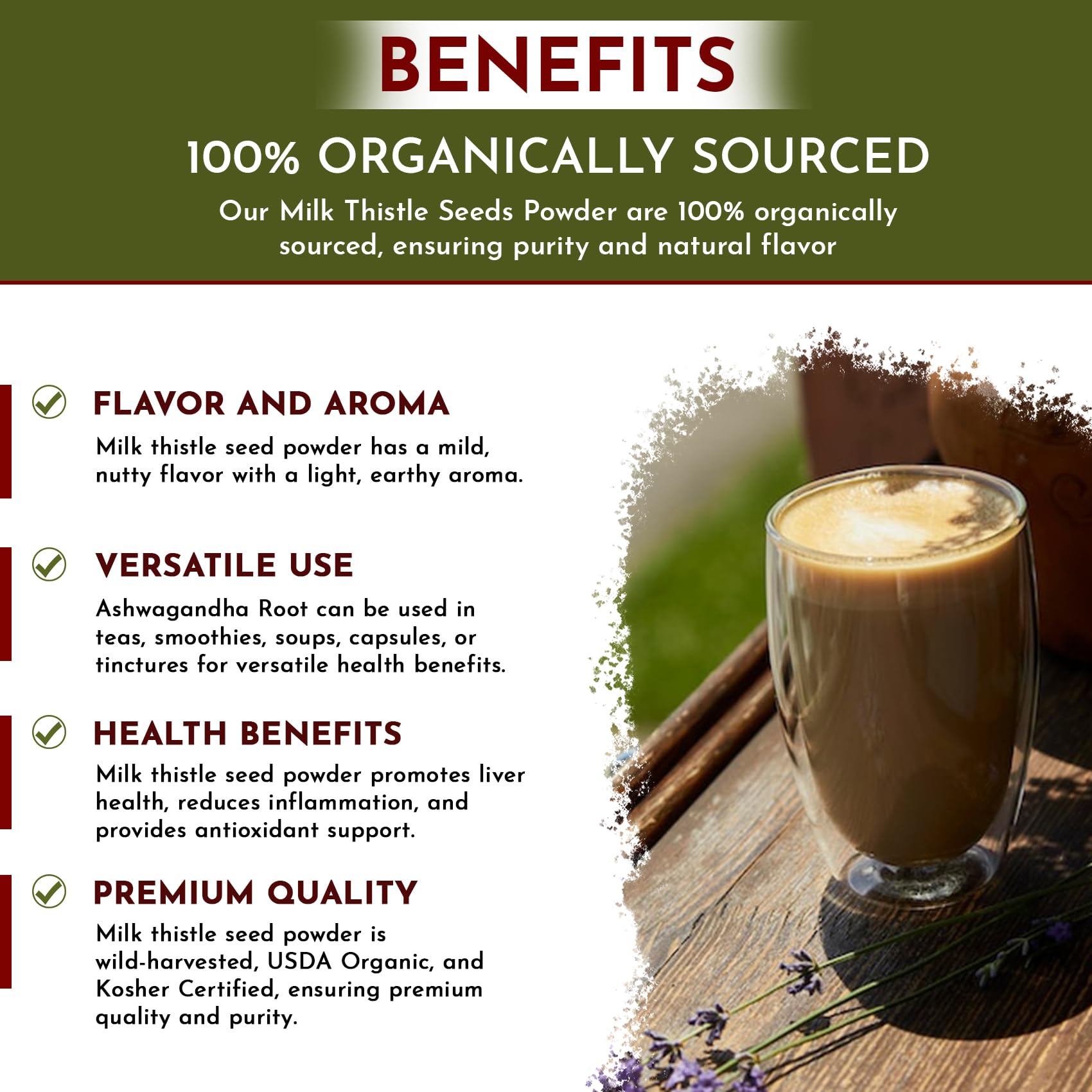 Organic Way Milk Thistle Seeds Powder - Herbal Tea - Origin Albania (16 Oz) — Amazon image 2