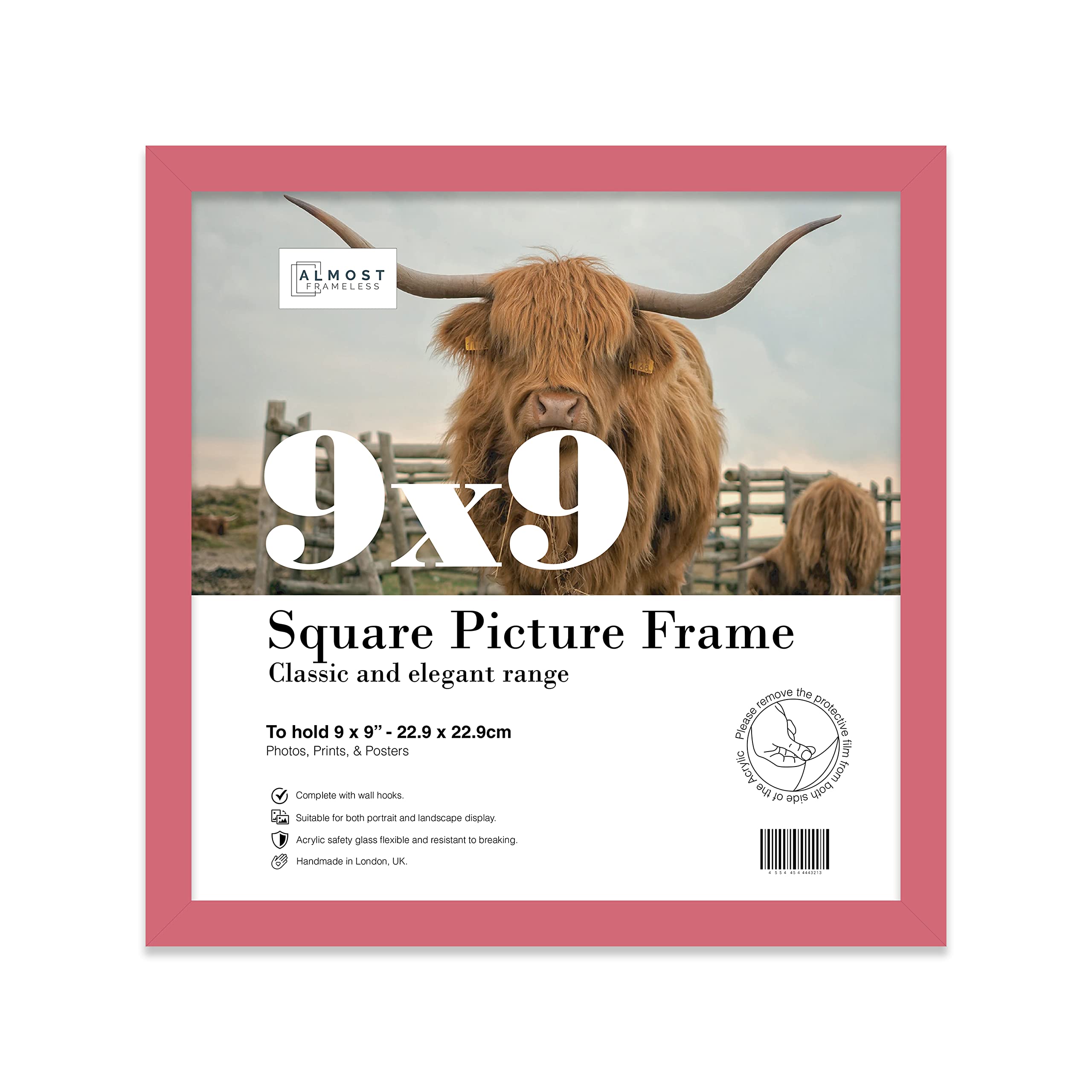 9x9 Inch Pink Square Thin Photo Frame Wall Mountable and Freestanding Thin Picture Frame Standard Square Photograph Size, 9" X 9"(22.9 X 22.9cm) โ image 1