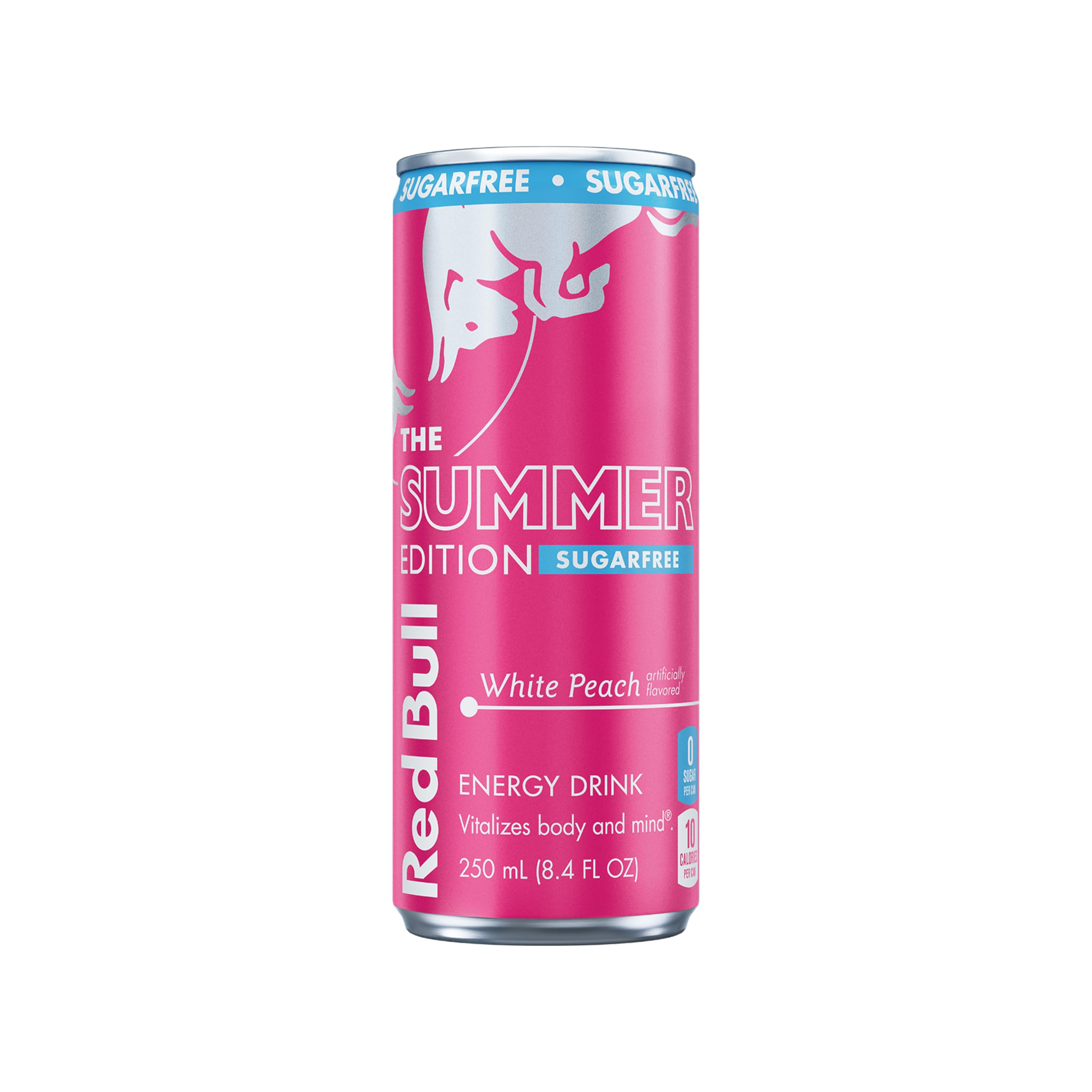 Red Bull Peach Edition Sugarfree Energy Drink, White Peach, 8.4 fl. oz. can, with 80mg Caffeine, Taurine & B Vitamins