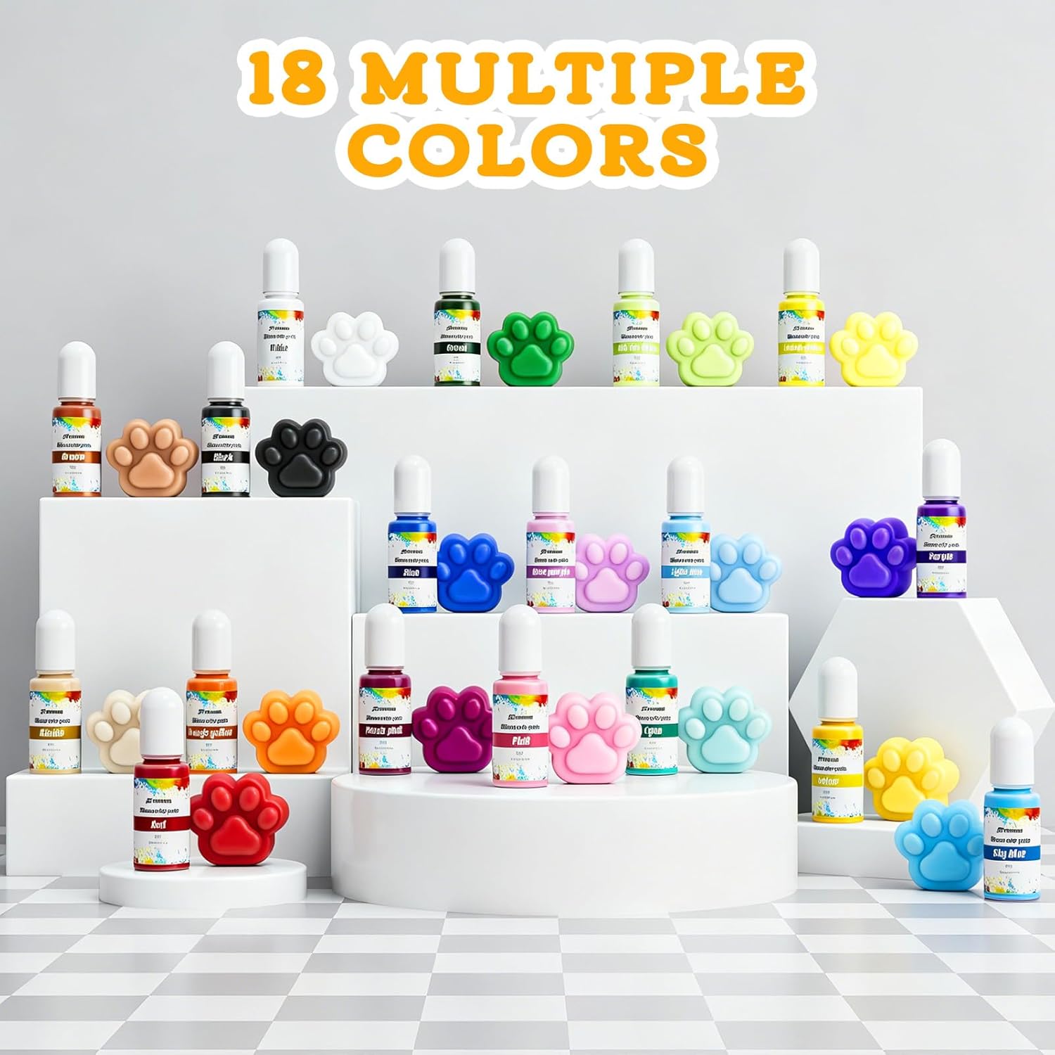 Silicone Pigment Dye for Taba Squishy 18 Colors, Opaque Pigment Paste for Silicone Rubber Mold Making, Vibrant Colorant for Squishy Maker Coloring (12mlx18)
