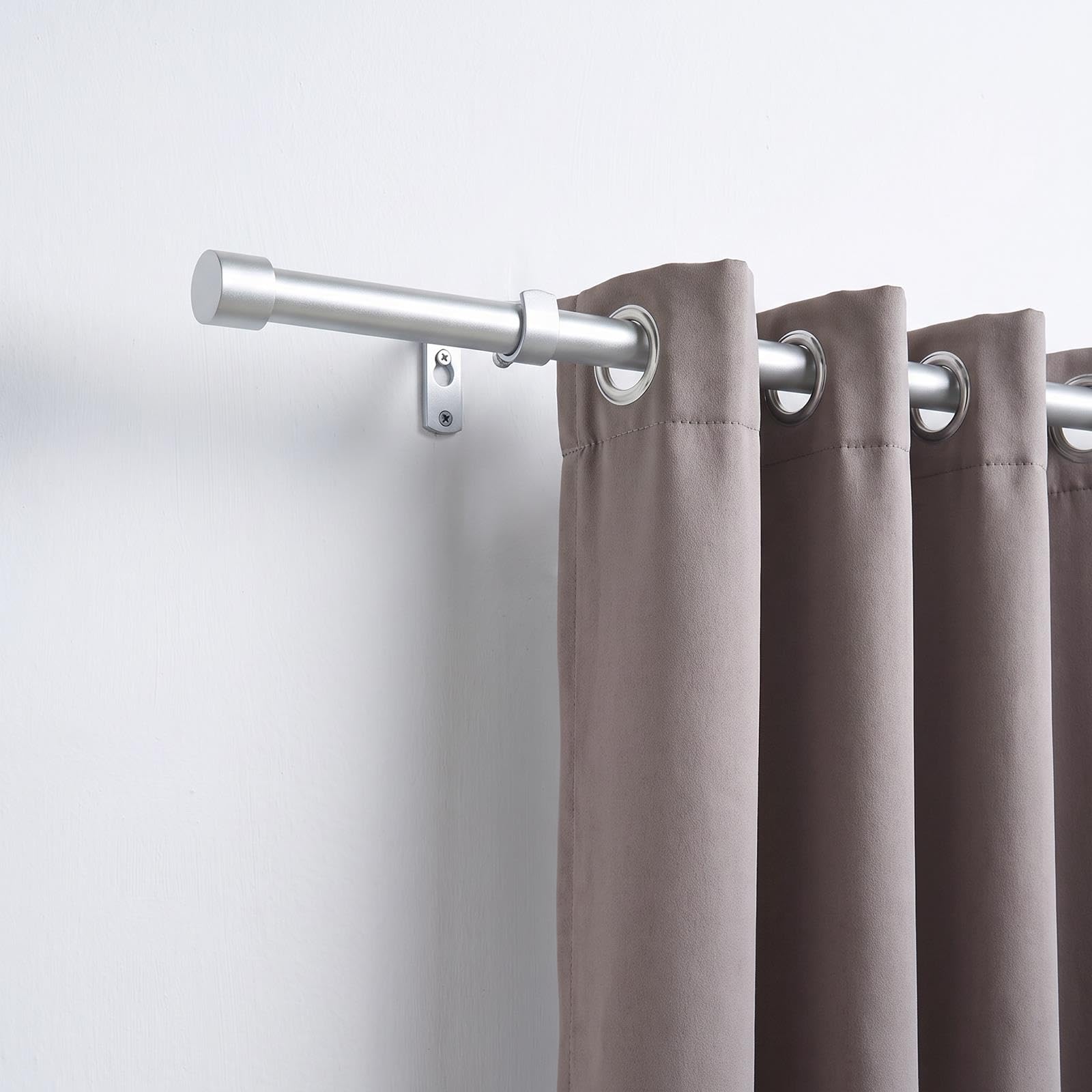 OHS Silver Curtain Pole Stopper Finials Metal 70-220 for Eyelet Curtains
