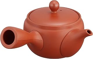 常滑焼3-166晶 20号朱カゴ丸左手深蒸急須 AM-T088