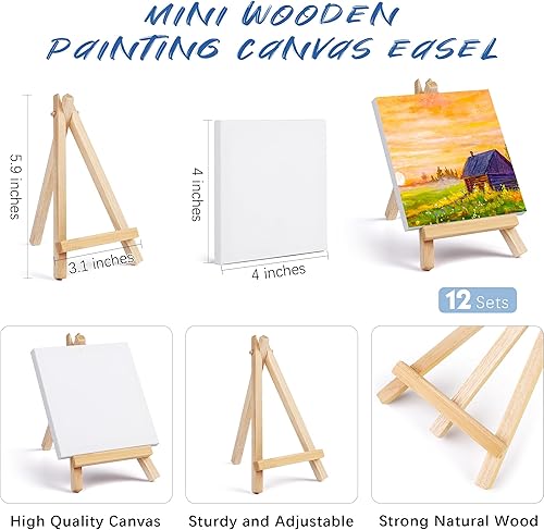 Miniatura 2 de Aodaer El juego de 48 piezas de pintura de acuarela incluye 12 colores de pinturas de acuarela de 4 x 4 pulgadas, caballetes de lona de madera,