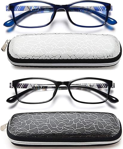 EYEURL Paquete de 2 lentes de lectura con bloqueo de luz azul para mujeres y hombres, lentes de lectura para computadora + aumento de 1.0, anteojos