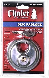 Chalet Disk Padlock - Round Padlock with Shielded Shackle, 2-3/4-inch, Stainless Steel