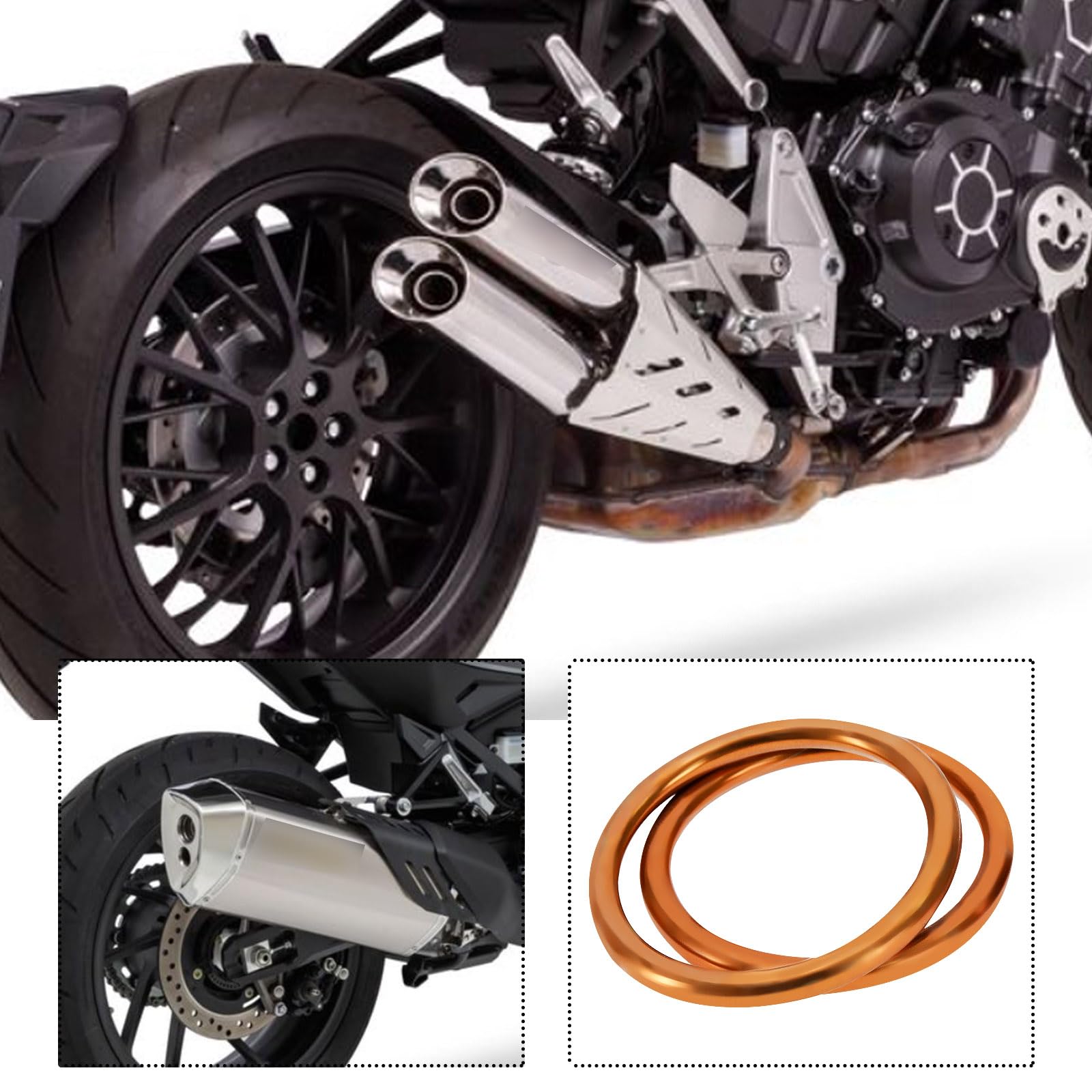 Joint Torique échappement Moto - Caoutchouc Fluoré, Diamètre 44mm - Compatible Sherco, Husqvarna, KTM