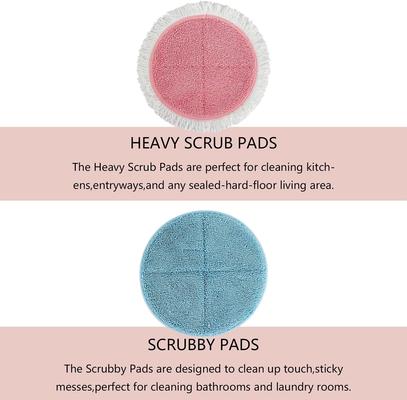 BeiLan Spin Cordless Electric Mop Pads - 12 Pack Steam Electric Mop Refills Fit for Vmai/Eous/Idoo/Alfabot/Devoac - 7.28inch Spin Replacement Mop Pads for Floor Cleaning