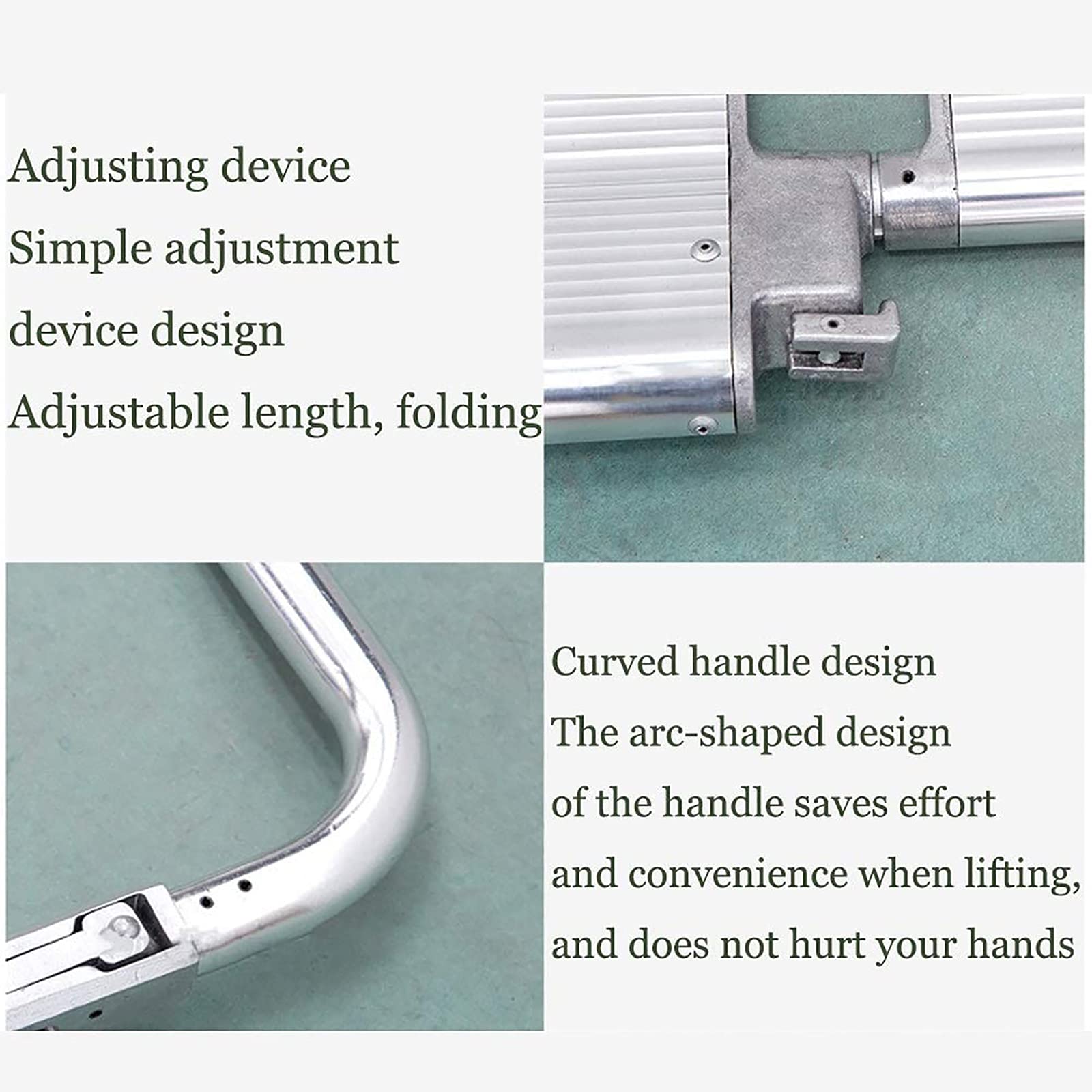 Portable Premiers Soins Brancard, Civière pliable en alliage d'aluminium épaissie, Civière de transport de patient amovible à longueur réglable pour une utilisation hospitalière d'urgence à domicile