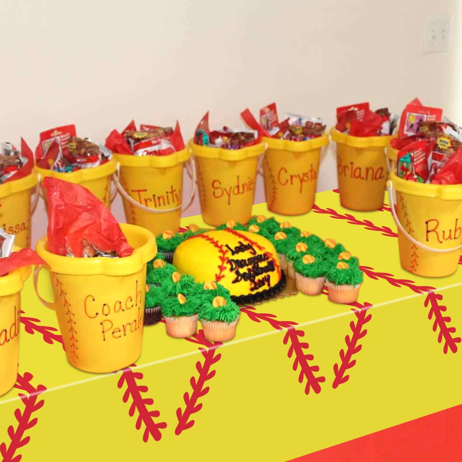 4 Pack Softball Tablecloths - 51 x 86 Softball Party Table Cover Rectangular Softball Pattern Table Cloth for Girls Fans Sports Softball Birthday Party Supplies