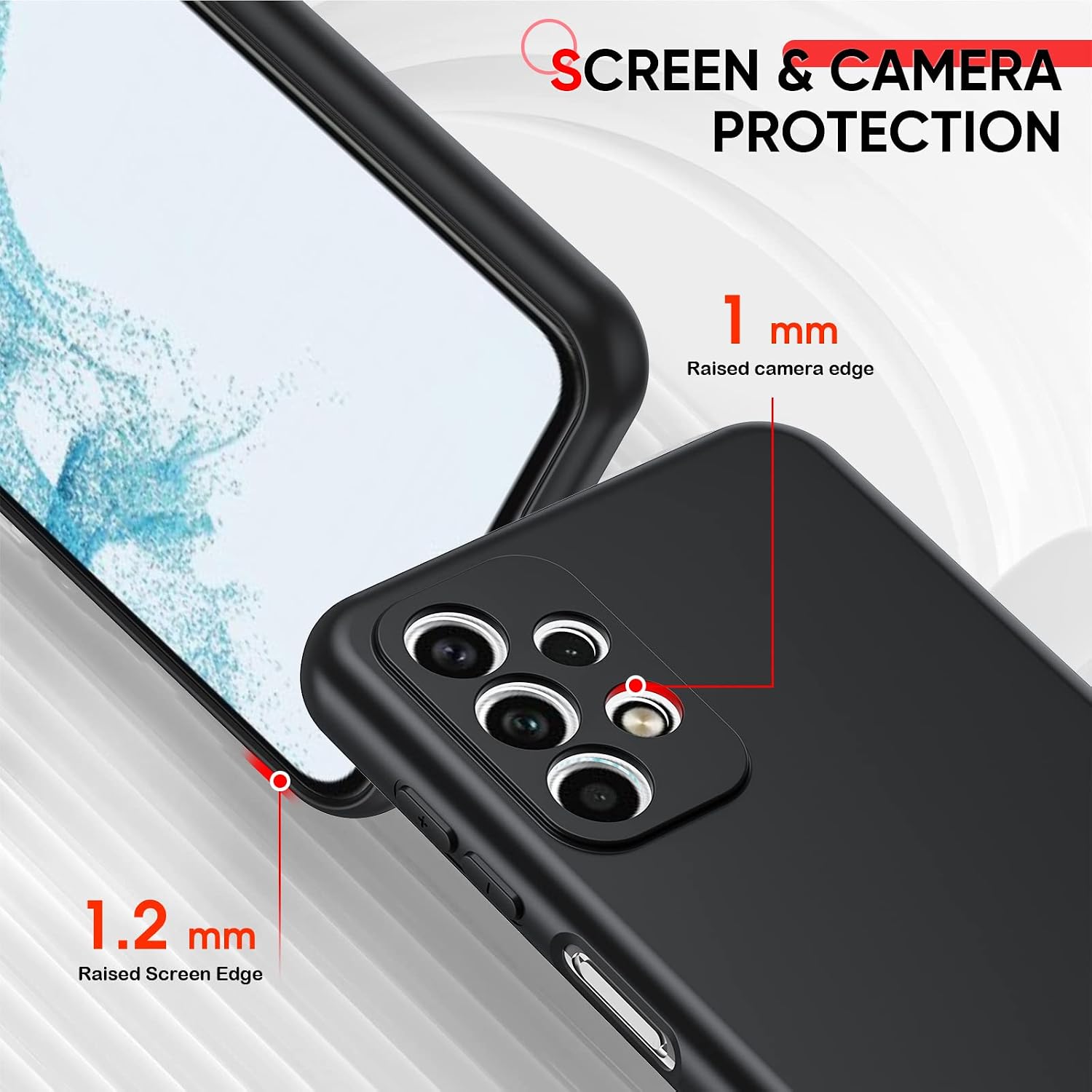 LeYi Samsung Galaxy A23 4G/5G Case, Galaxy A23 Case with [2 Pack] Tempered Glass Screen Protector & Camera Lens Protector, Liquid Silicone Soft Microfiber Liner Cover Case for Samsung A23, Black