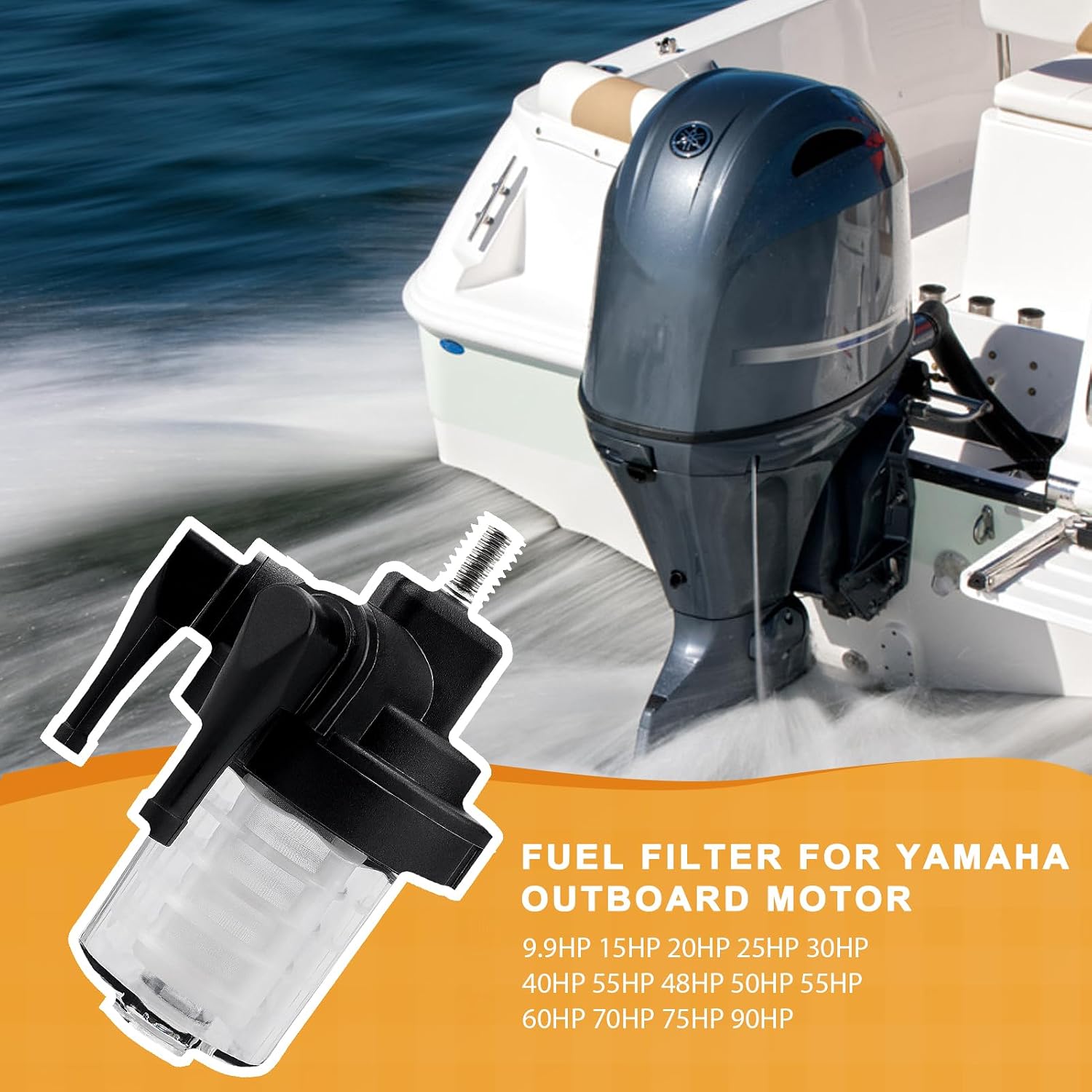 61N-24560-00 Fuel Filter for Yamaha Outboard Motor 9.9HP 15HP 20HP 25HP 30HP 40HP 55HP 48HP 50HP 55HP 60HP 70HP 75HP 90HP Yamaha 150 115 2 4 Stroke Marine Boat Fuel Filter#18-79910 5410-93401