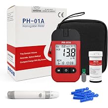 Hemoglobin Levels Testing Kit Meter Quick Results Monitor At Home Test with 25 Test Strips Lancets Red