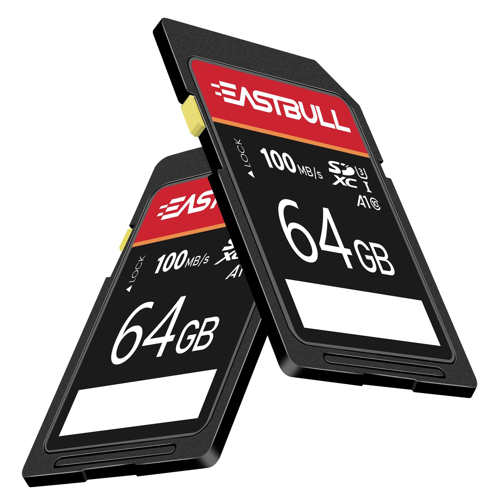SD-Karte, 64 GB, EASTBULL Klasse 10, SD-Karte, U1 V30, High-Speed, 100 MB/s Lesen, SDXC-Speicherkarte, 5er-Pack für Kamera, Full-HD-Video, mit 5 Mini-Hüllen (64 GB, 5 Stück)