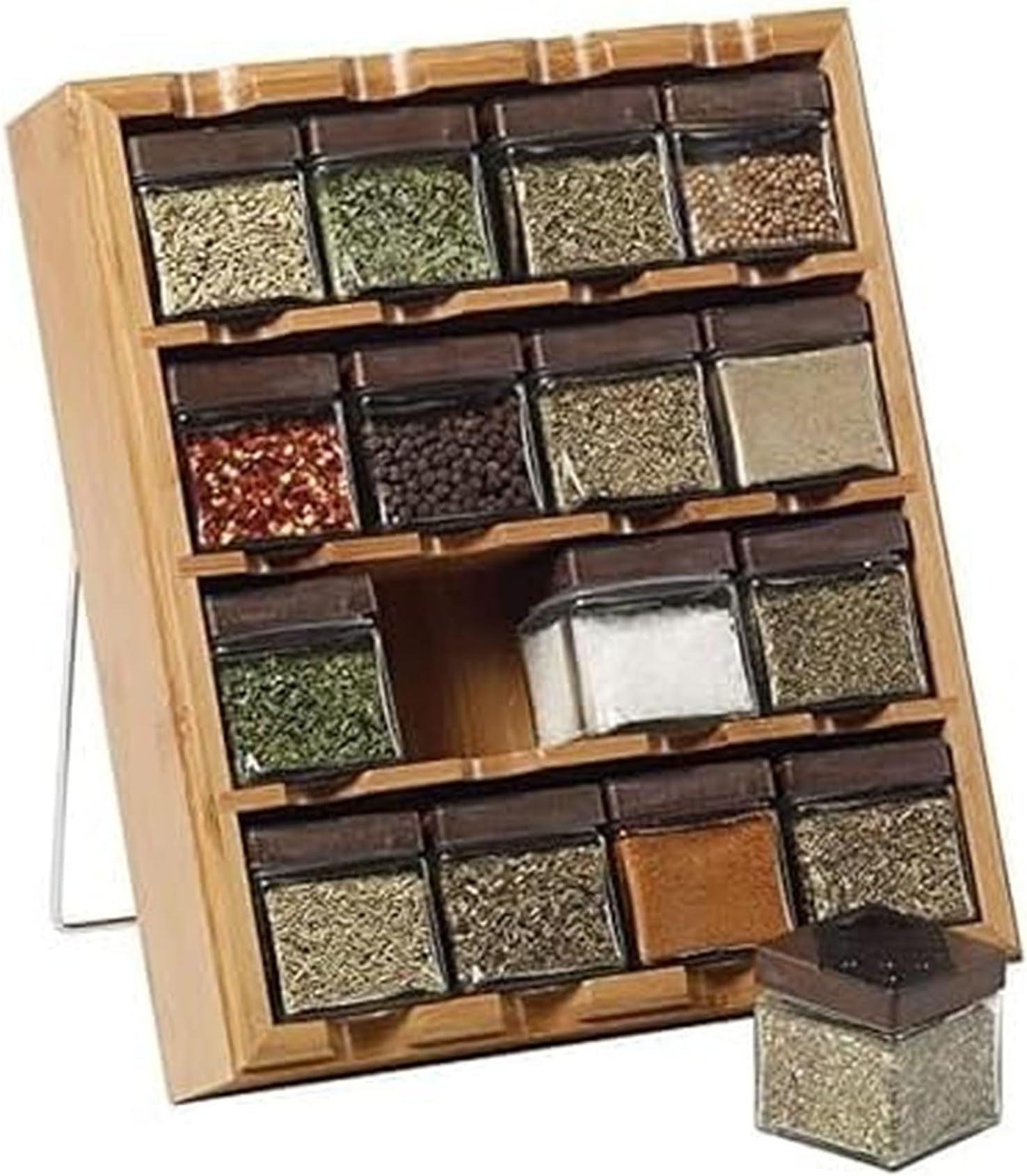 Bamboo Inspirations 16-Cube Spice Rack with Free Spice Refills for 5 Years