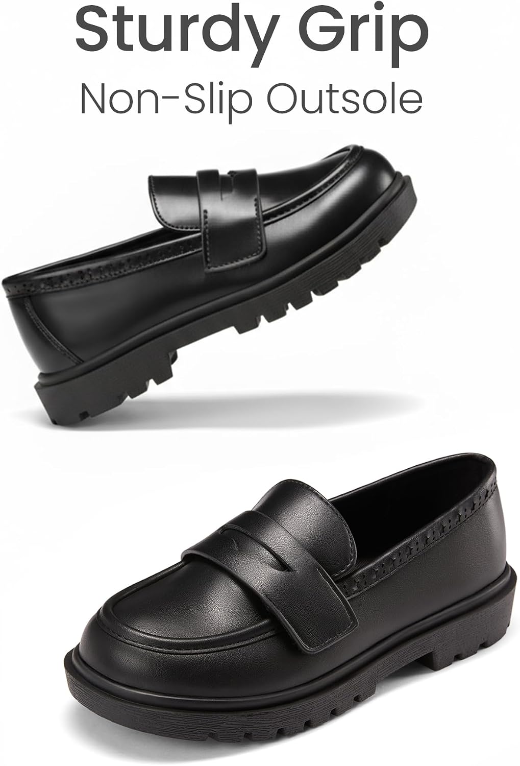 PATPAT Kids Loafers Boys Dress Shoes for Girls School Penny Loafers Chunky Platform Slip On Flats Uniform Church Moccasins