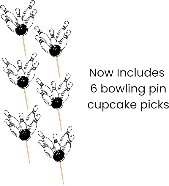 Oasis Supply 7pc Bowling Pins and Ball Candle Set Perfect for Bowling Cake Decorating Plus Added Cupcake Picks or Stickers