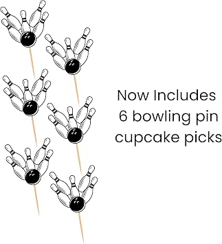 Oasis Supply 7pc Bowling Pins and Ball Candle Set Perfect for Bowling Cake Decorating Plus Added Cupcake Picks or Stickers