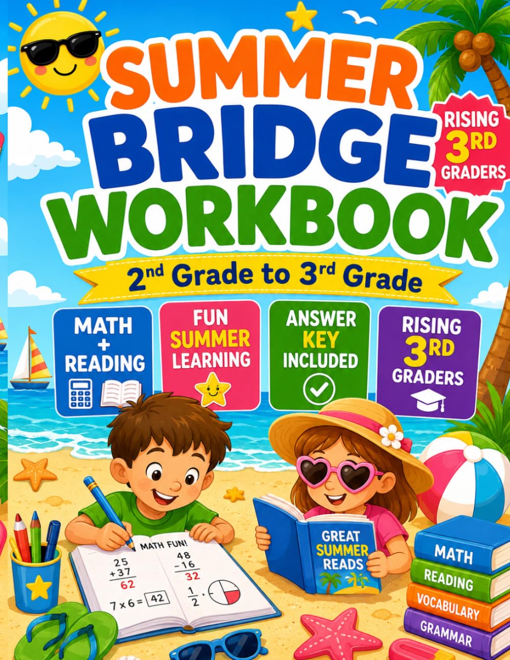 Summer Bridge Workbook 2nd Grade to 3rd Grade: Fun Math and Reading Review Activities for Rising 3rd Graders | Summer Learning Practice with Answer Key