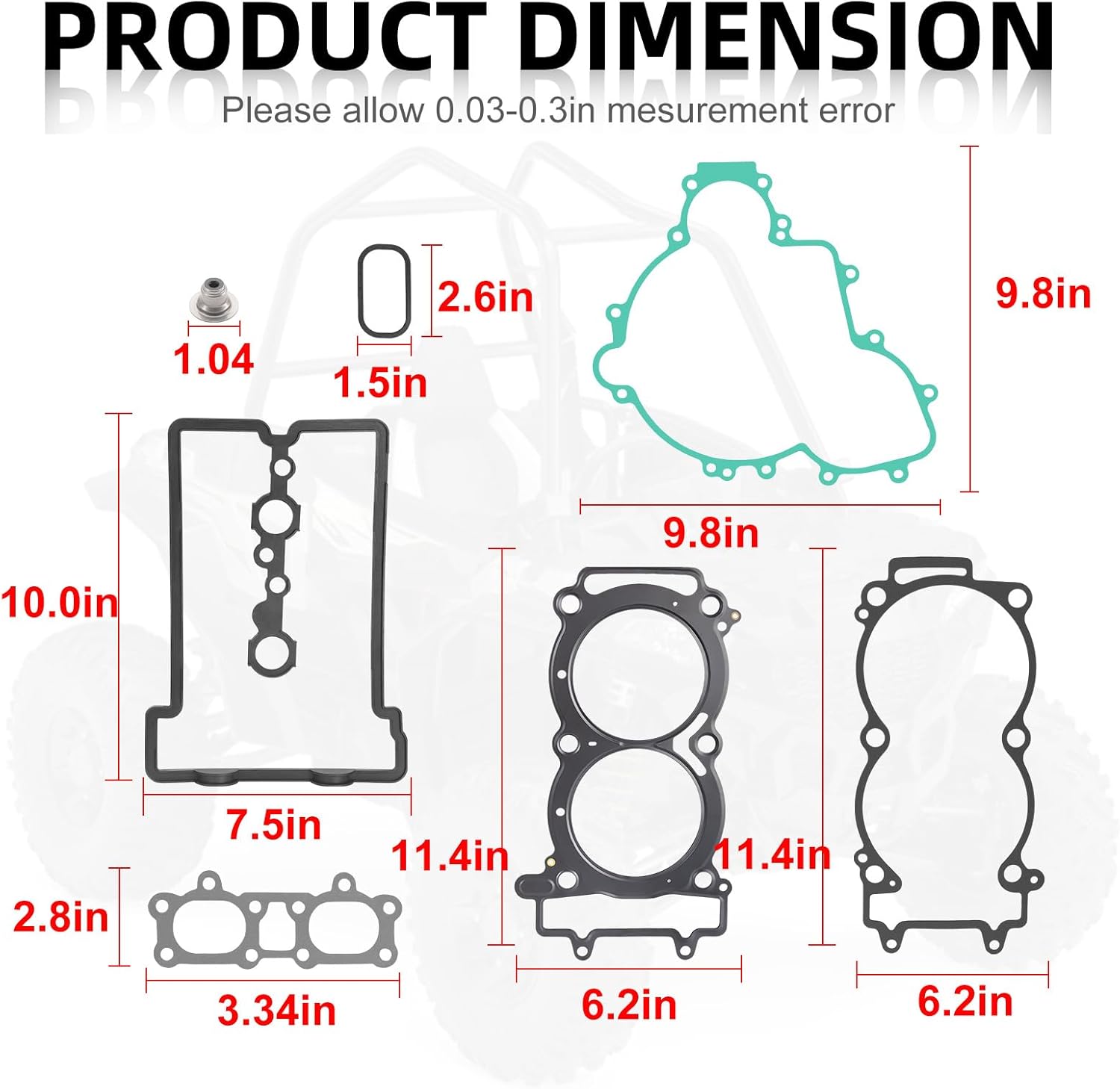 Engine Cylinder Head Gasket Seal Kit Set for Polaris Ranger RZR General ACE 900 1000 RS1 Turbo 2013-2024