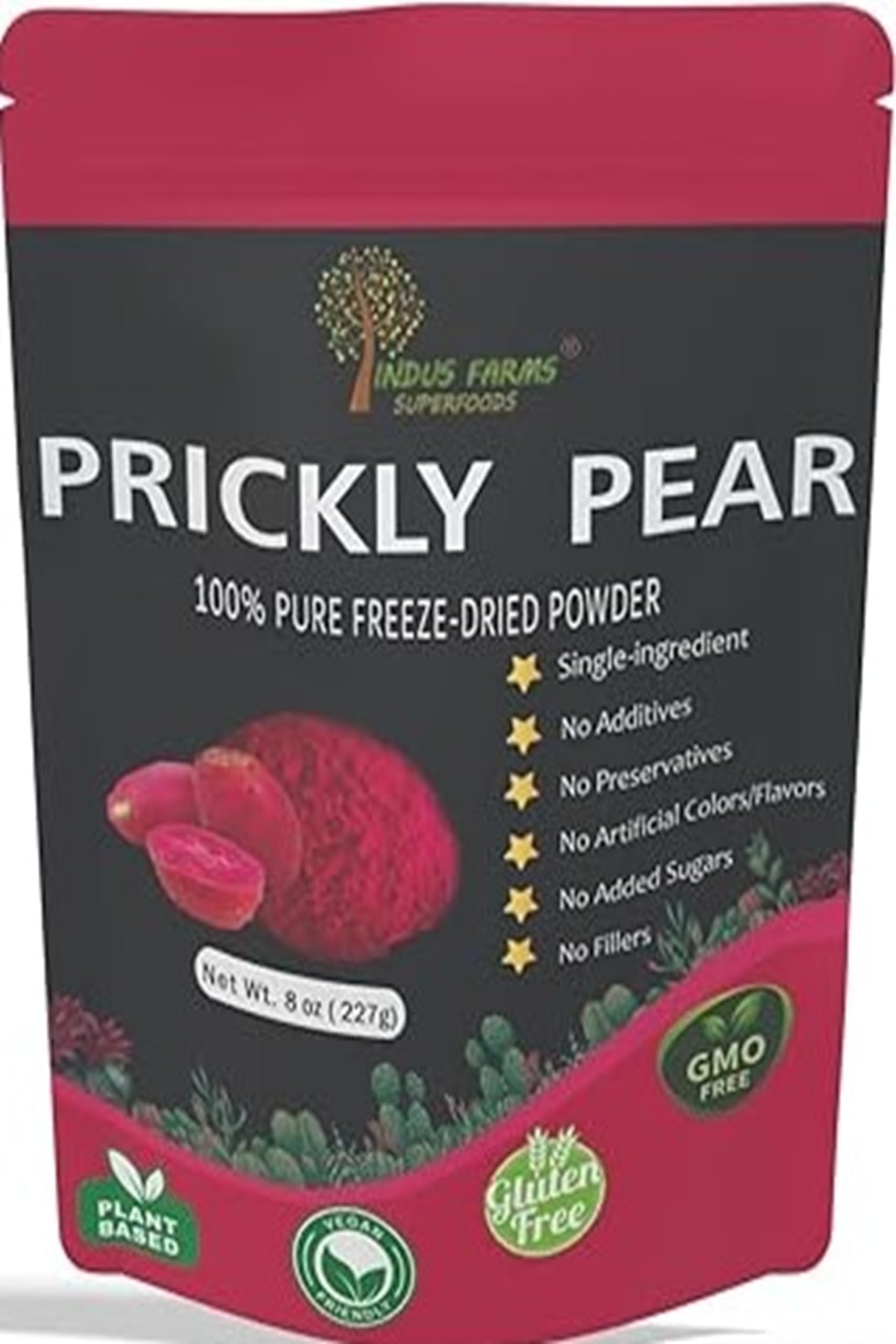 Indus Farms Superfoods Prickly Pear Freeze Dried Powder | Nutritional Supplement | Exotic Beverages & Drink Mixes | Baking | Skin Care | Food Coloring | GMO-Free, Additive-Free (8 oz (Pack of 1))