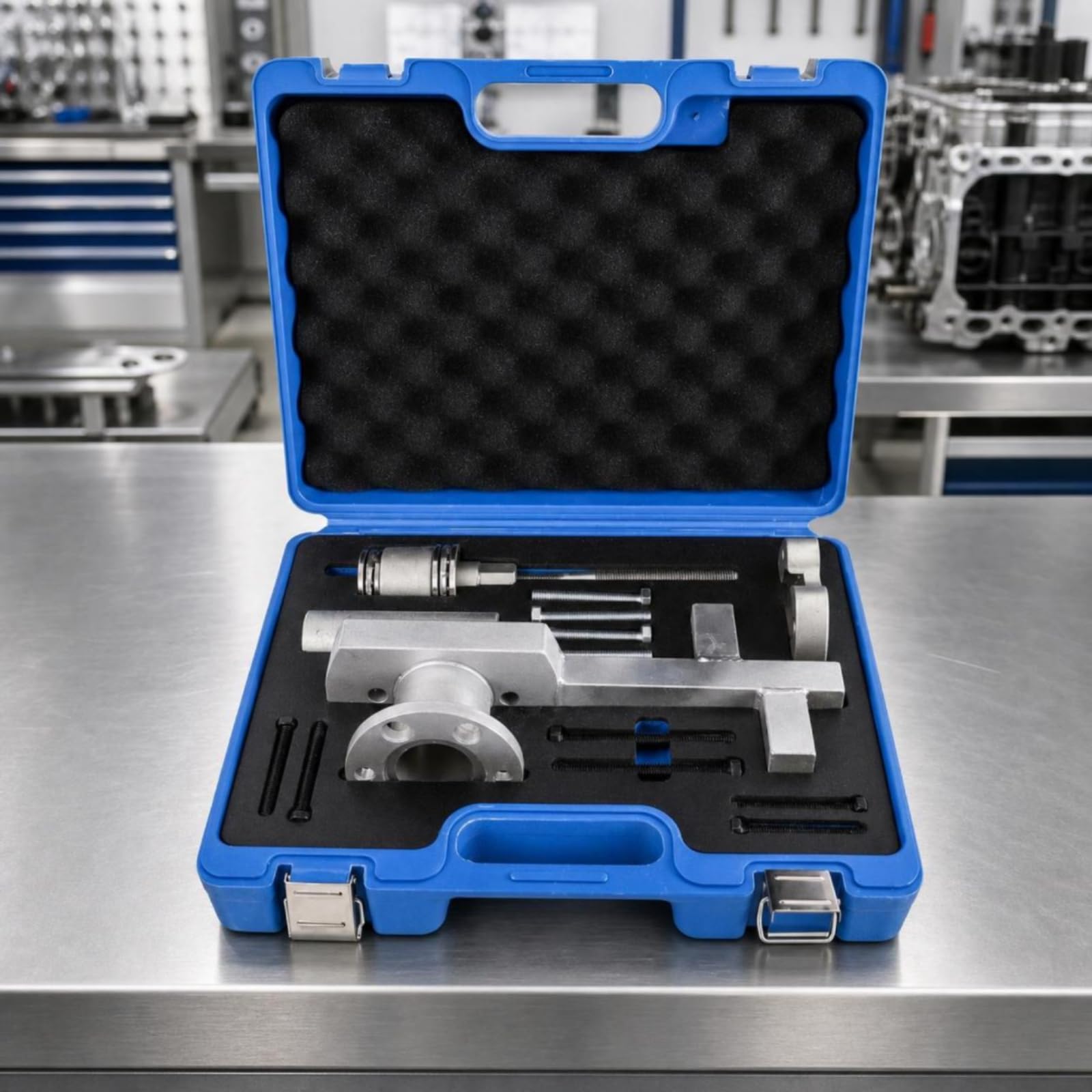TISHITA Extractor de Poleas Automotriz Juego Extractor Separador Bloqueador con Tornillería y Adaptadores en Acero con Caja Resistente Adecuado para Mecánicos Banco de Trabajo