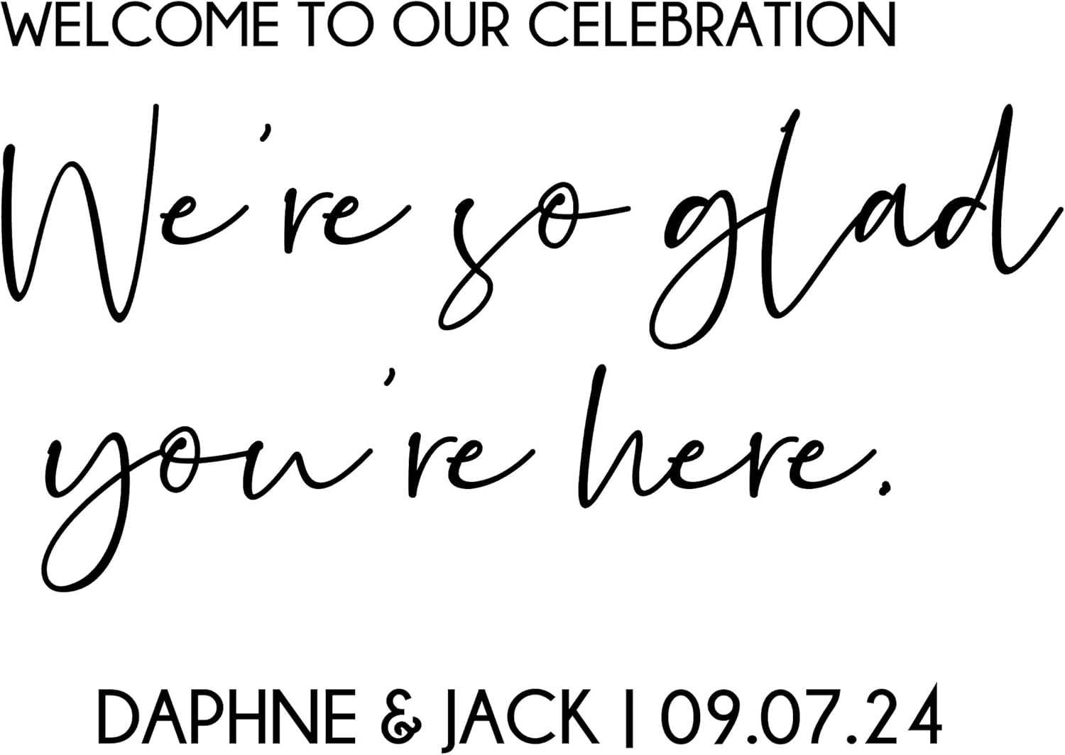 Personalized Welcome to Our Celebration Flower Box Decal, We're So Glad You're Here Bloom Box Sticker, Several Sizes & Colors, Decal ONLY